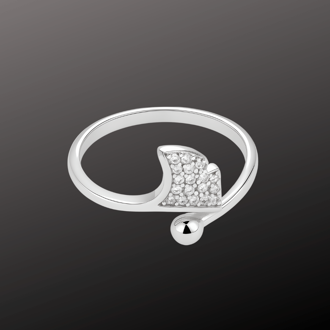 Silver CZ Modern Wave Ring
