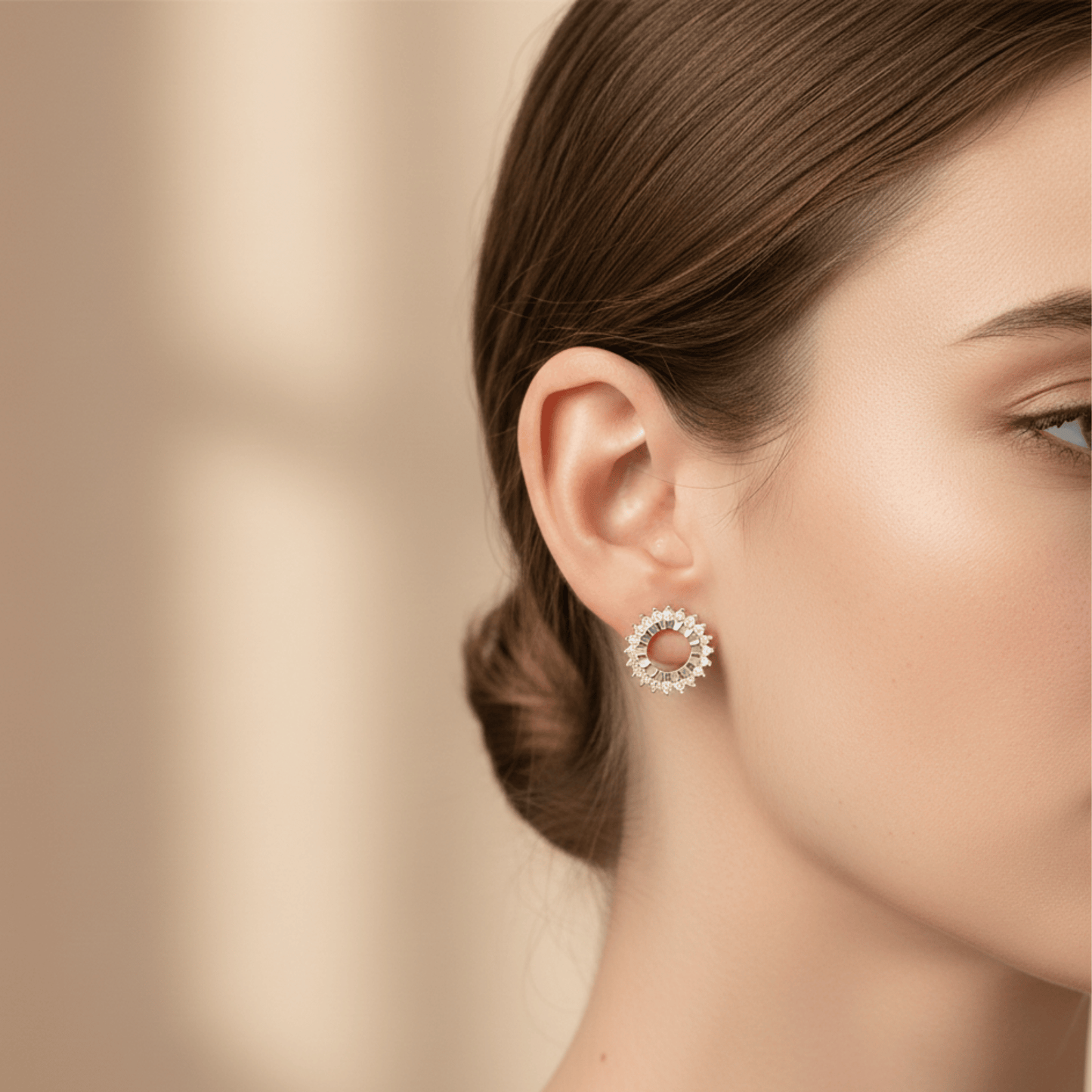 Round Halo 925 Silver Earrings