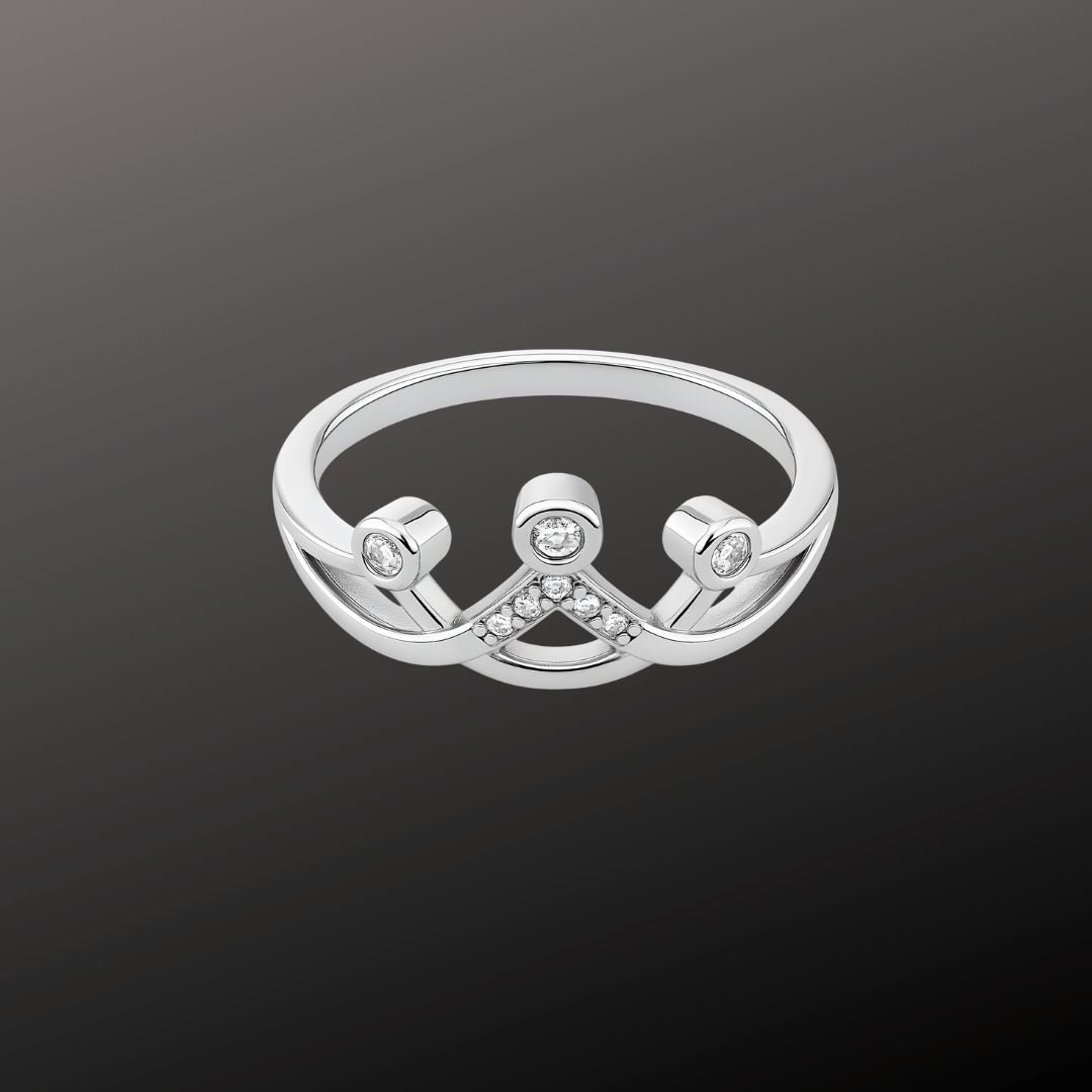 Silver CZ Princess Tiara Ring