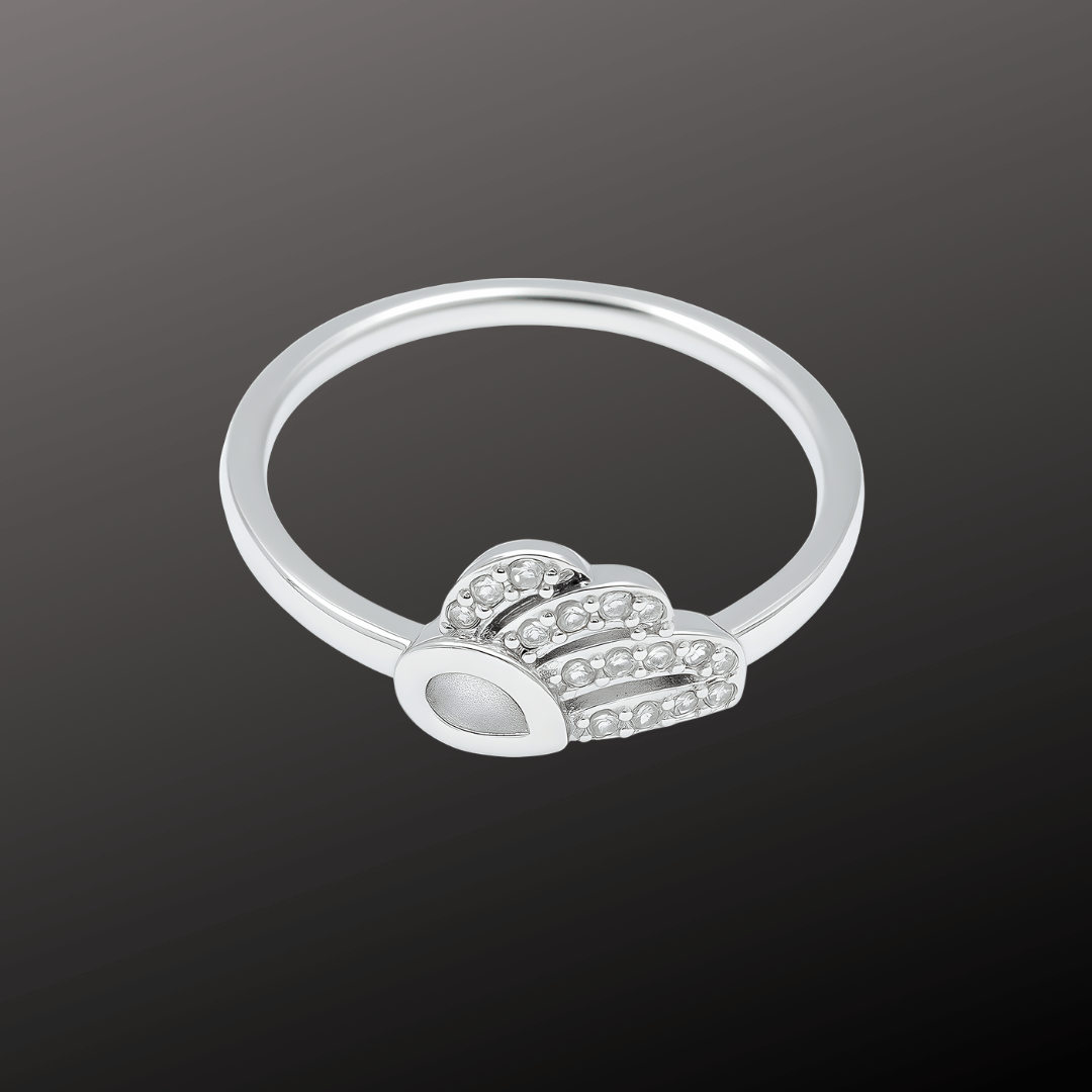 Silver CZ Angel Wing Ring