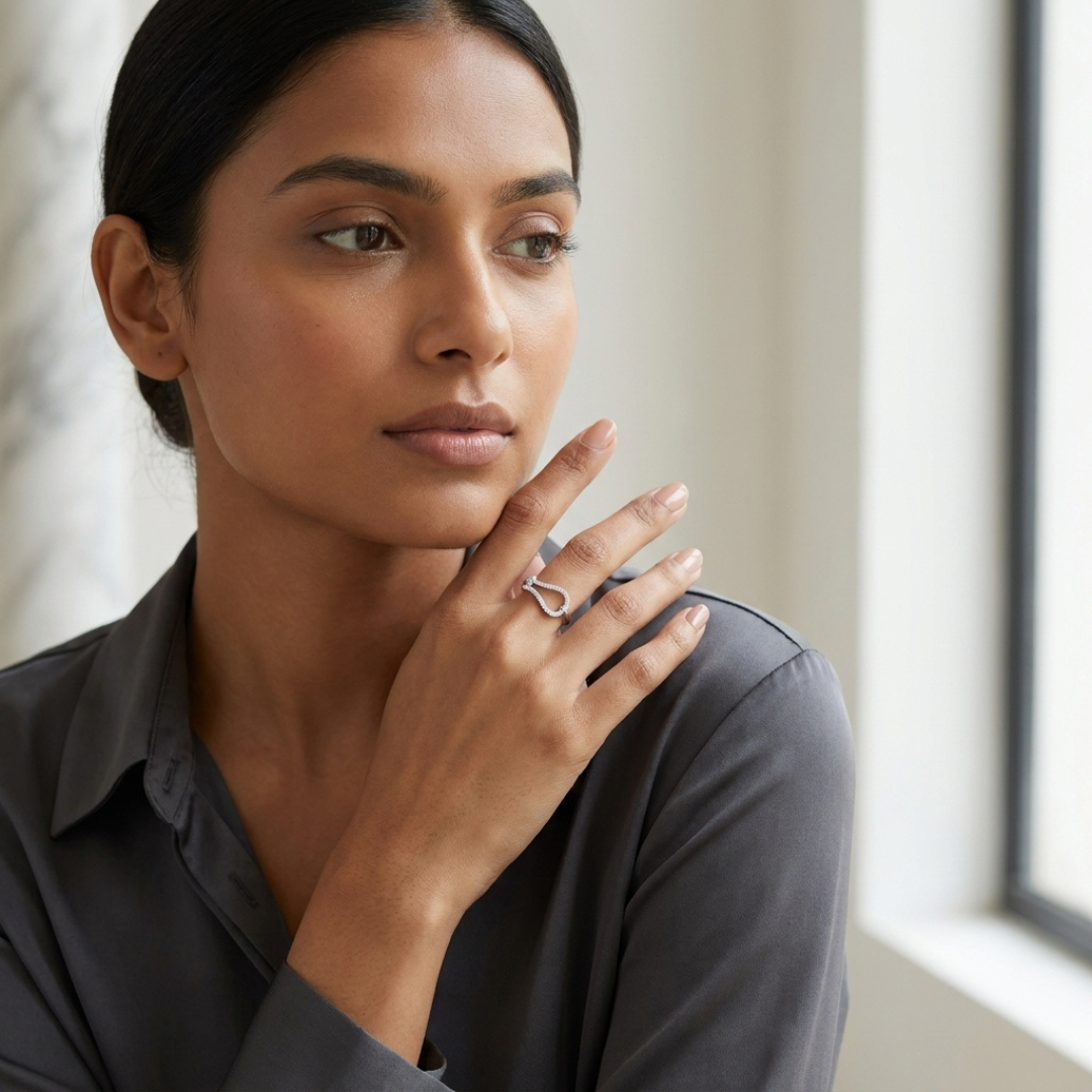 Modern 925 Silver Buckle Ring