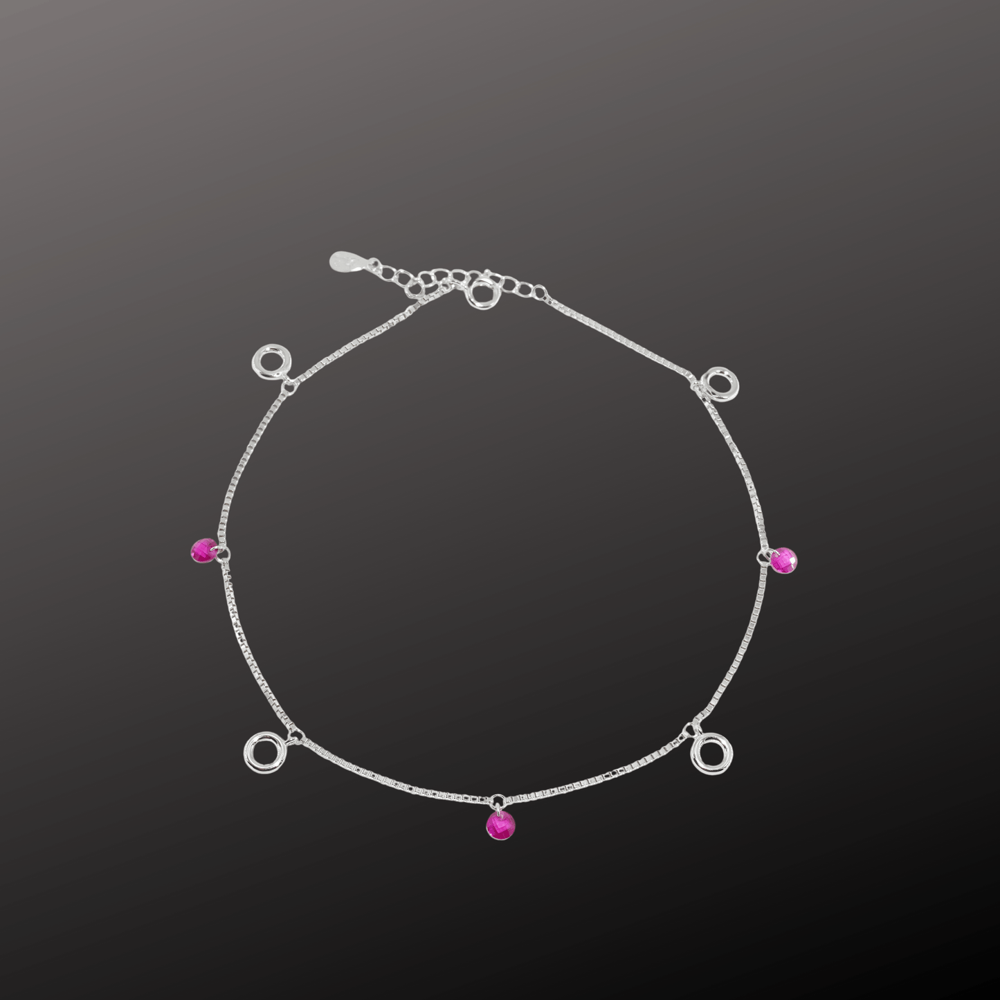 925 Sterling Silver Circle Charm Anklet