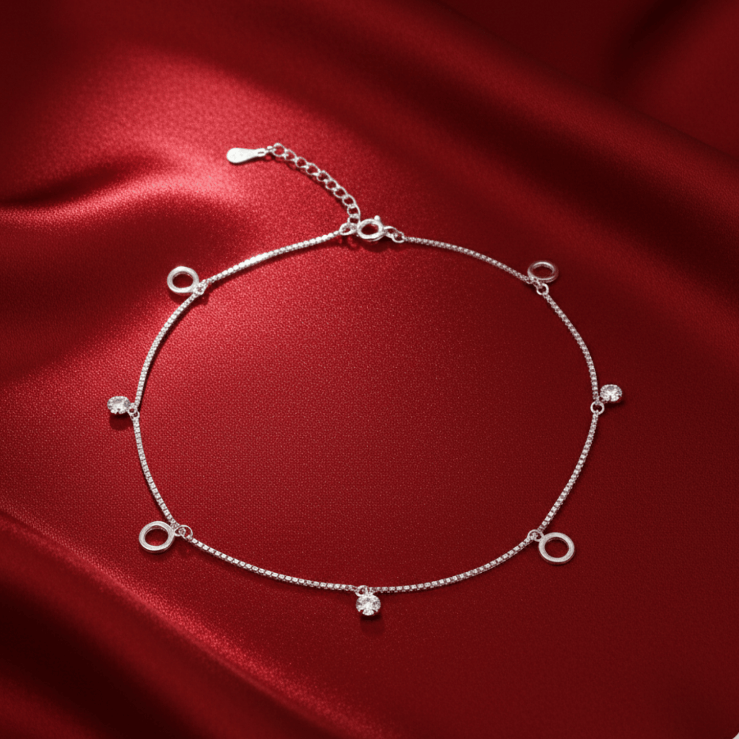 Circle Charm 925 Silver Anklet