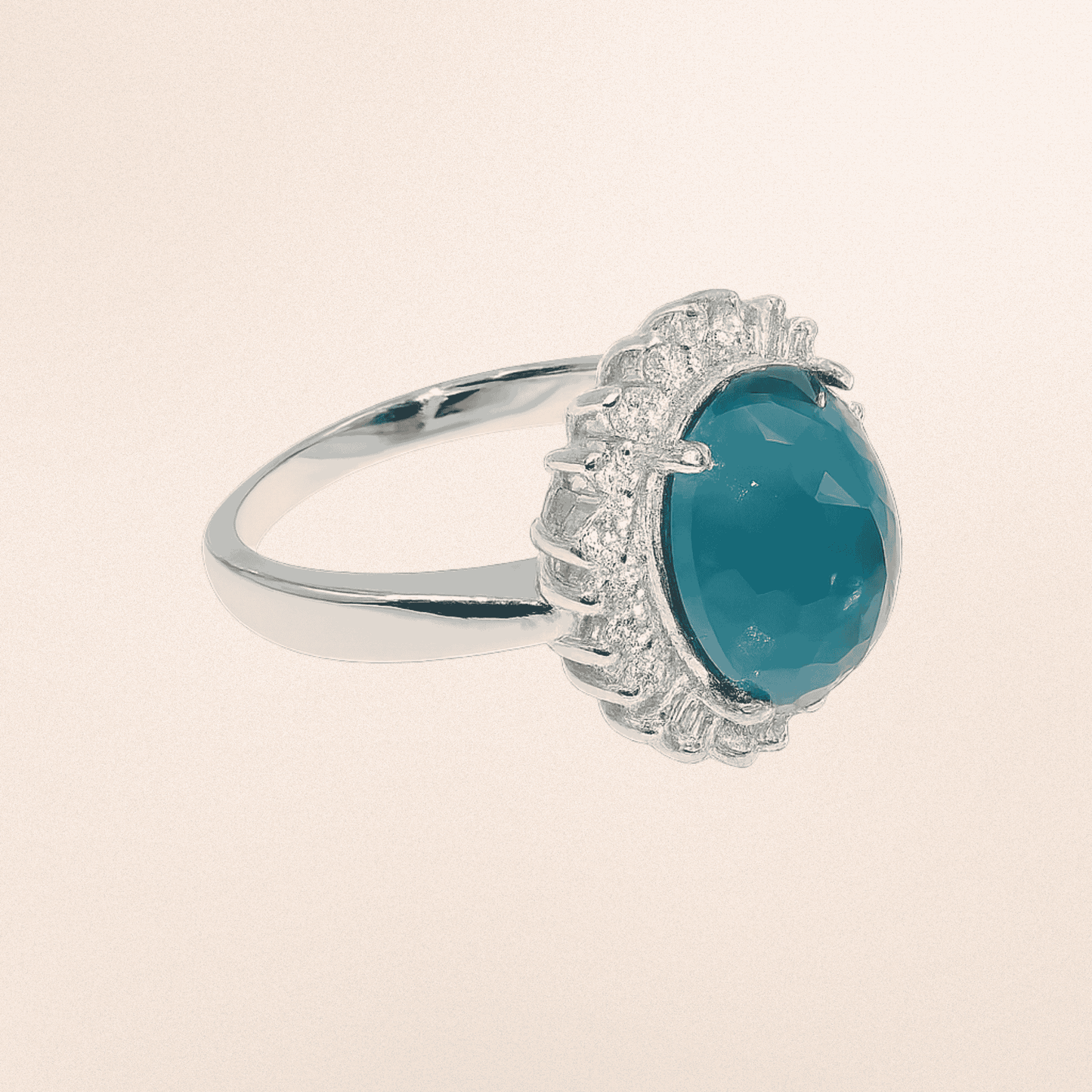 Midnight Teal Halo Ring