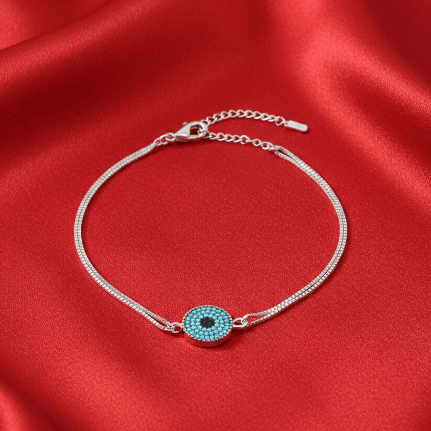 925 Silver Evil Eye Charm Anklet