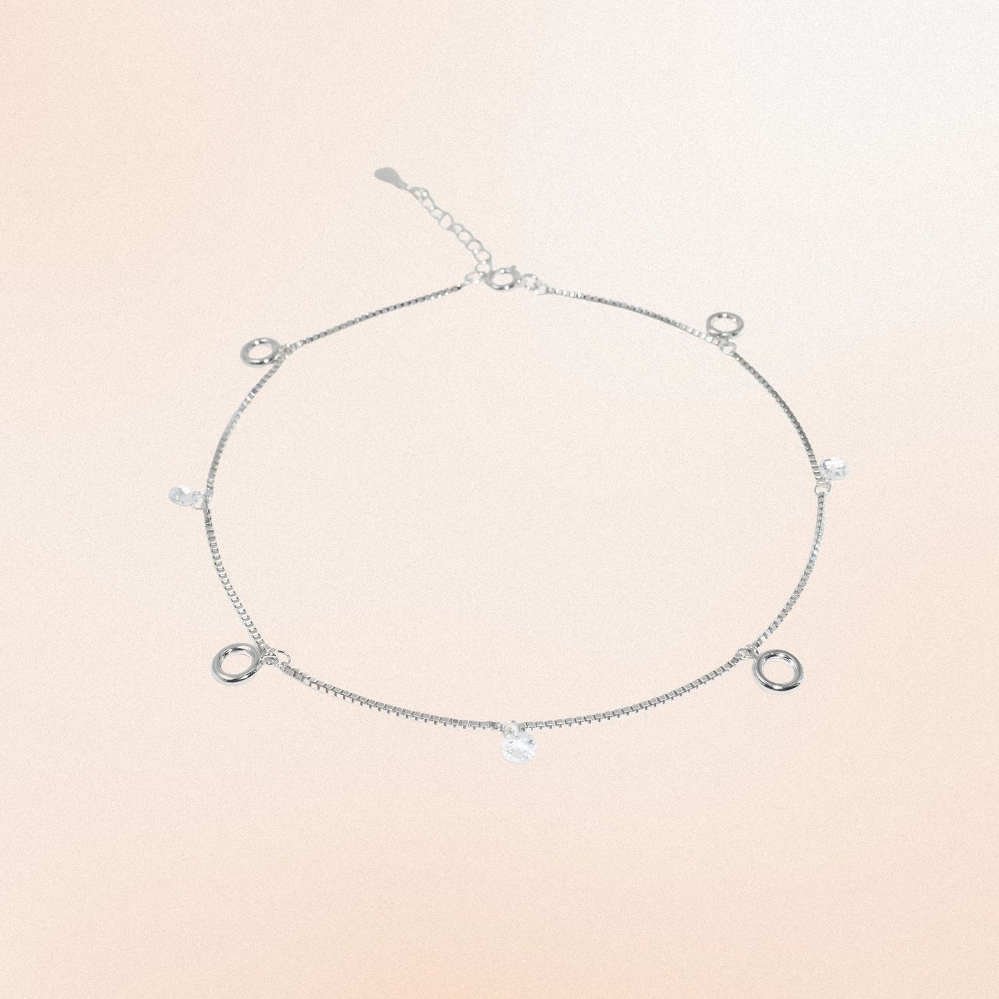 Circle Charm 925 Silver Anklet