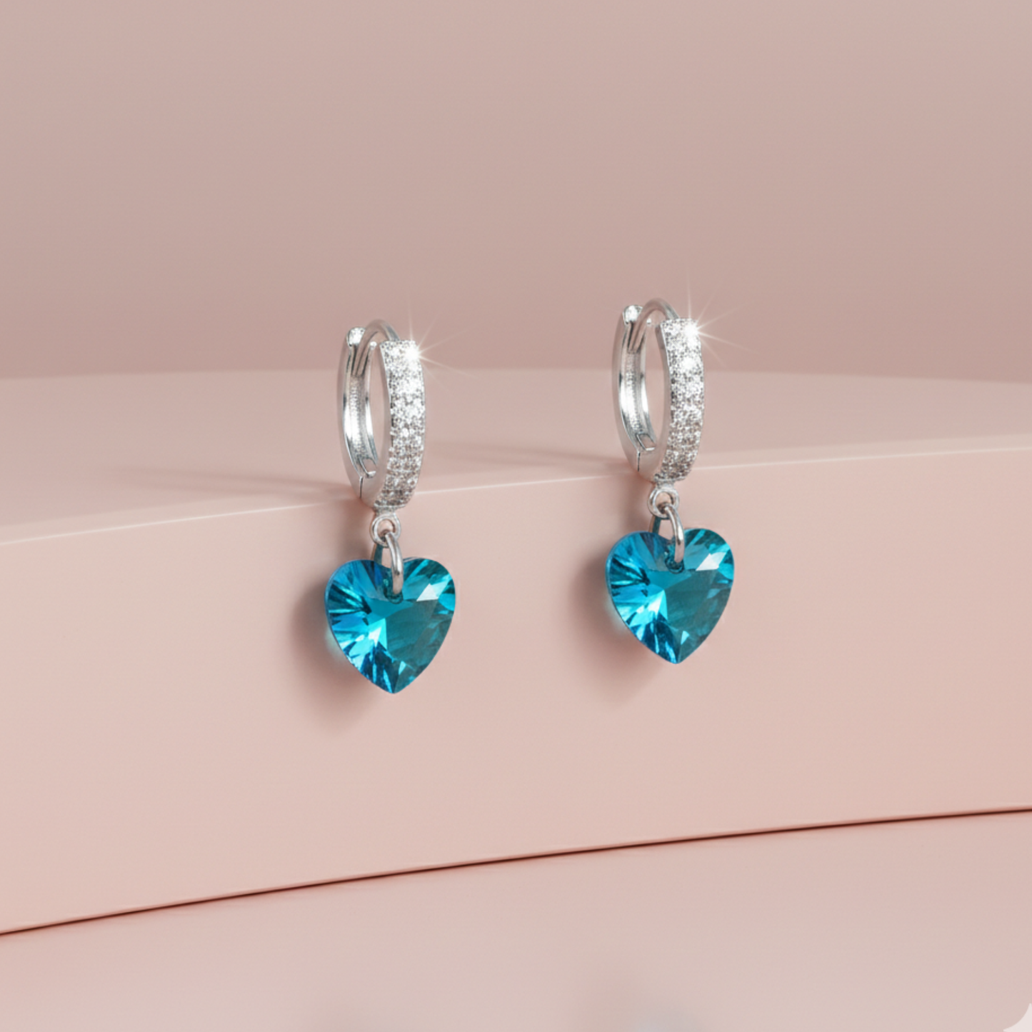 925 Silver Blue Heart Earring