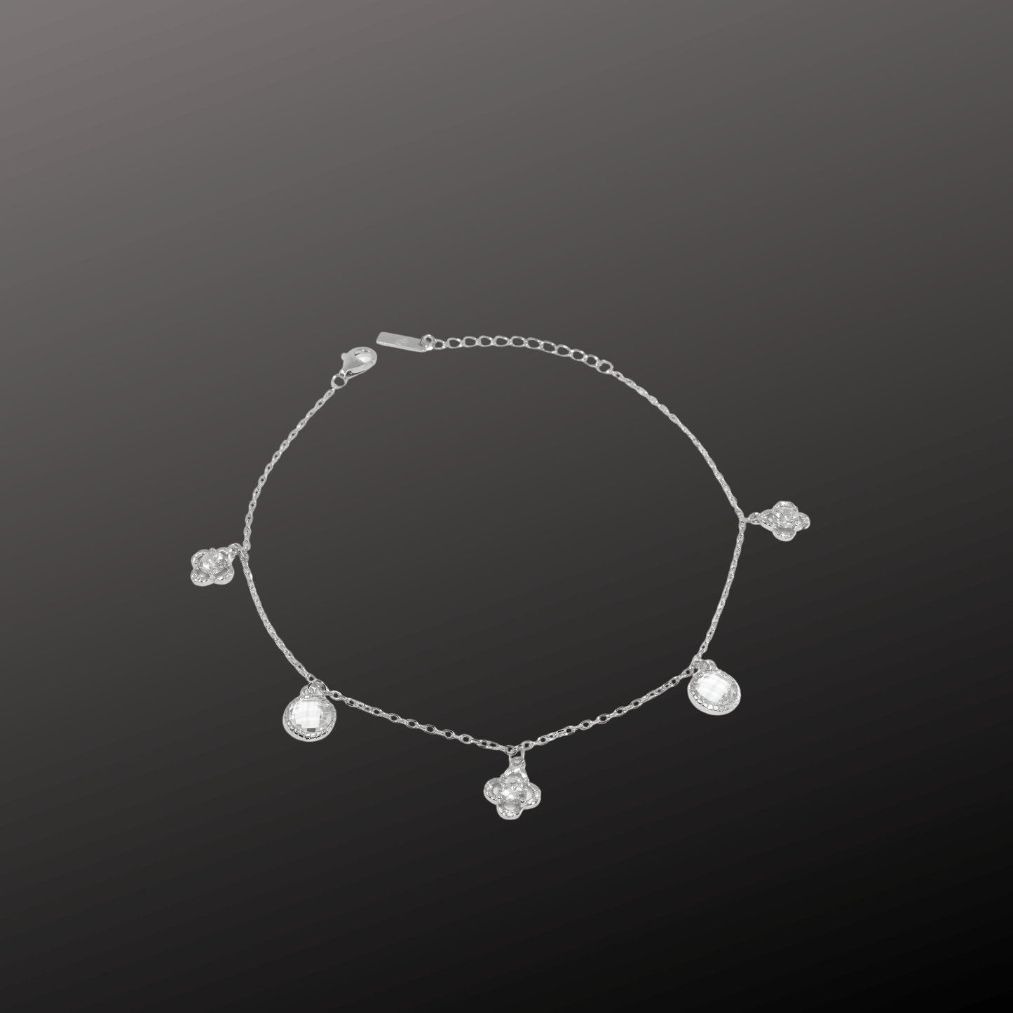 Floral Charm 925 Silver Anklet