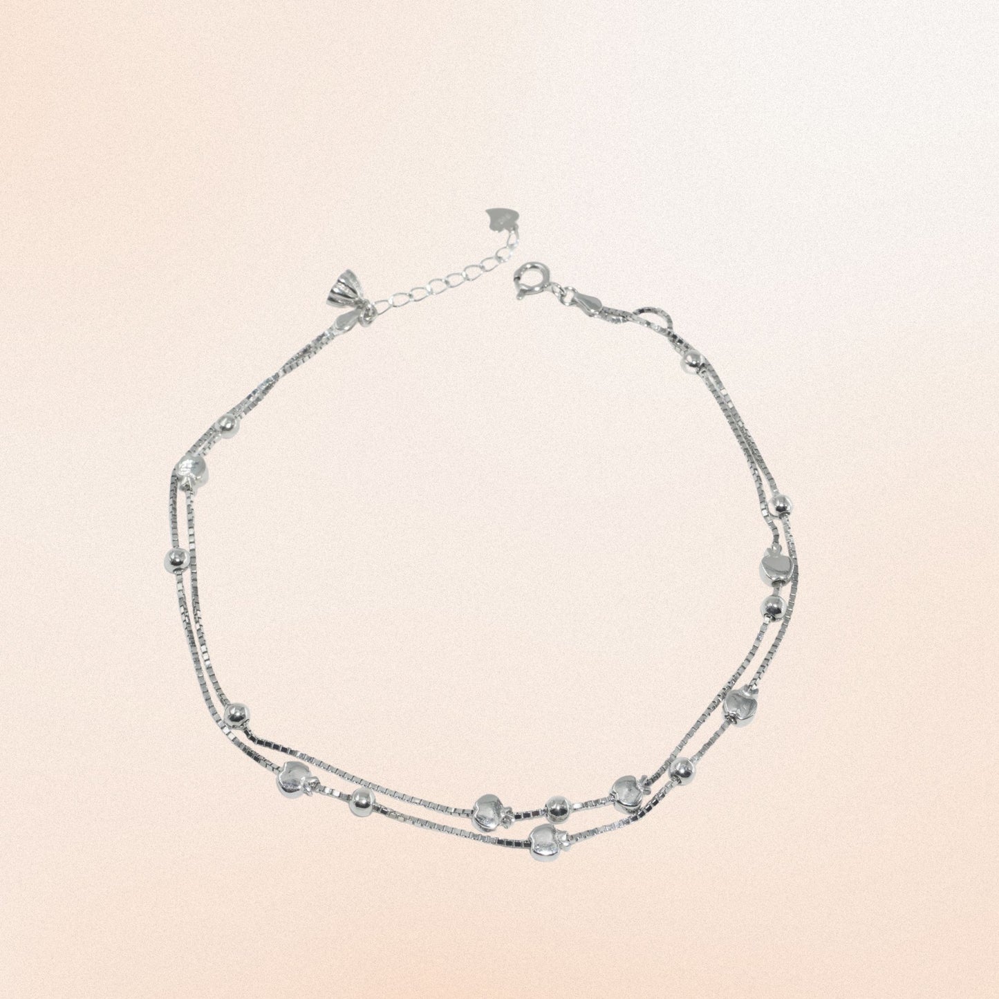 925 Silver Apple Bead Anklet