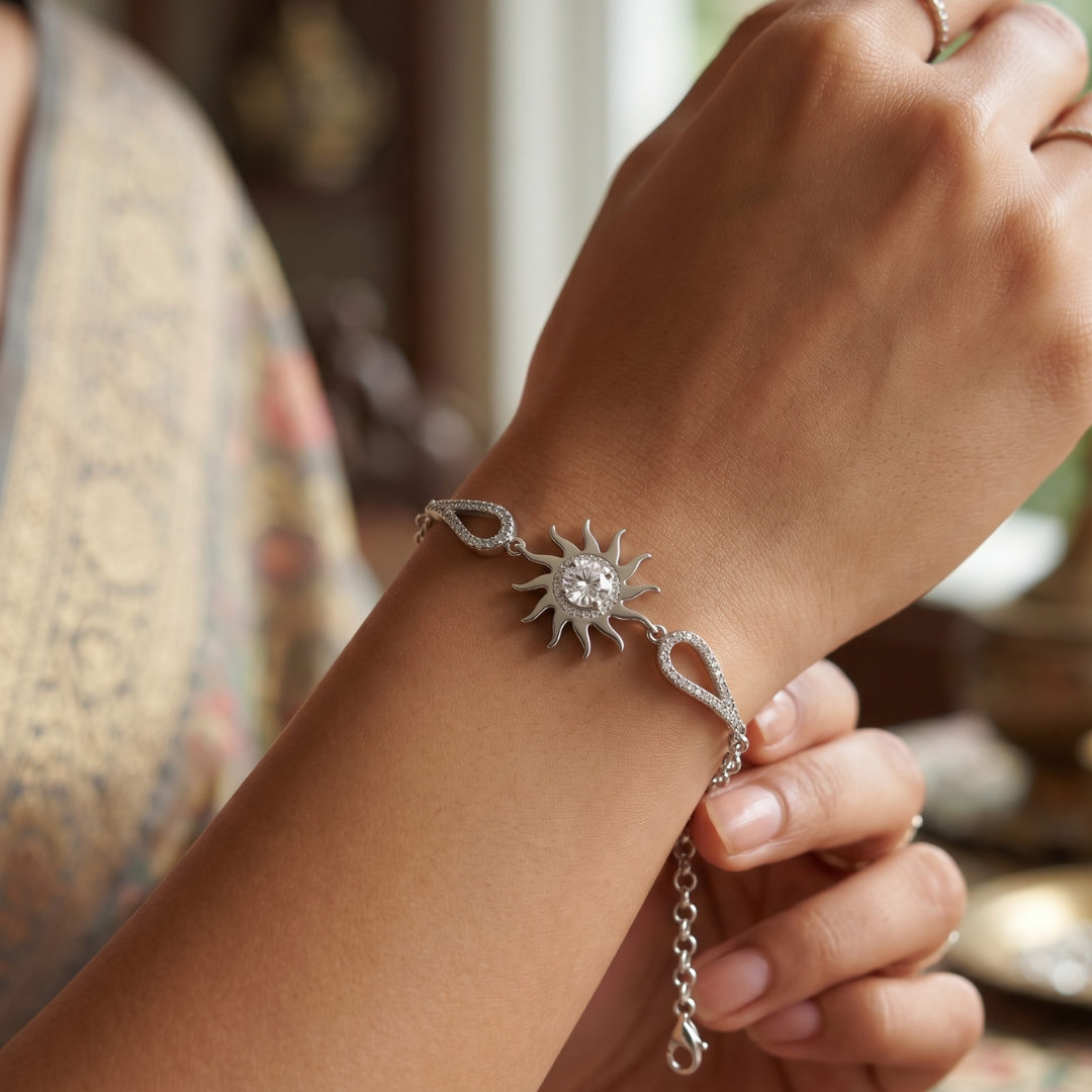 925 Silver Sun Goddess Mother of Pearl Bracelet