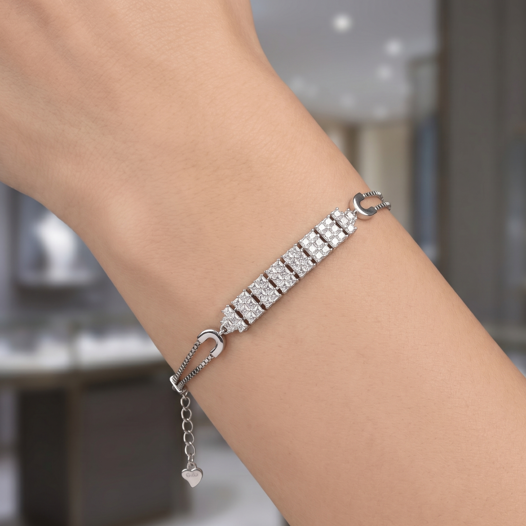 925 Sterling Silver Double Row CZ Tennis Bracelet