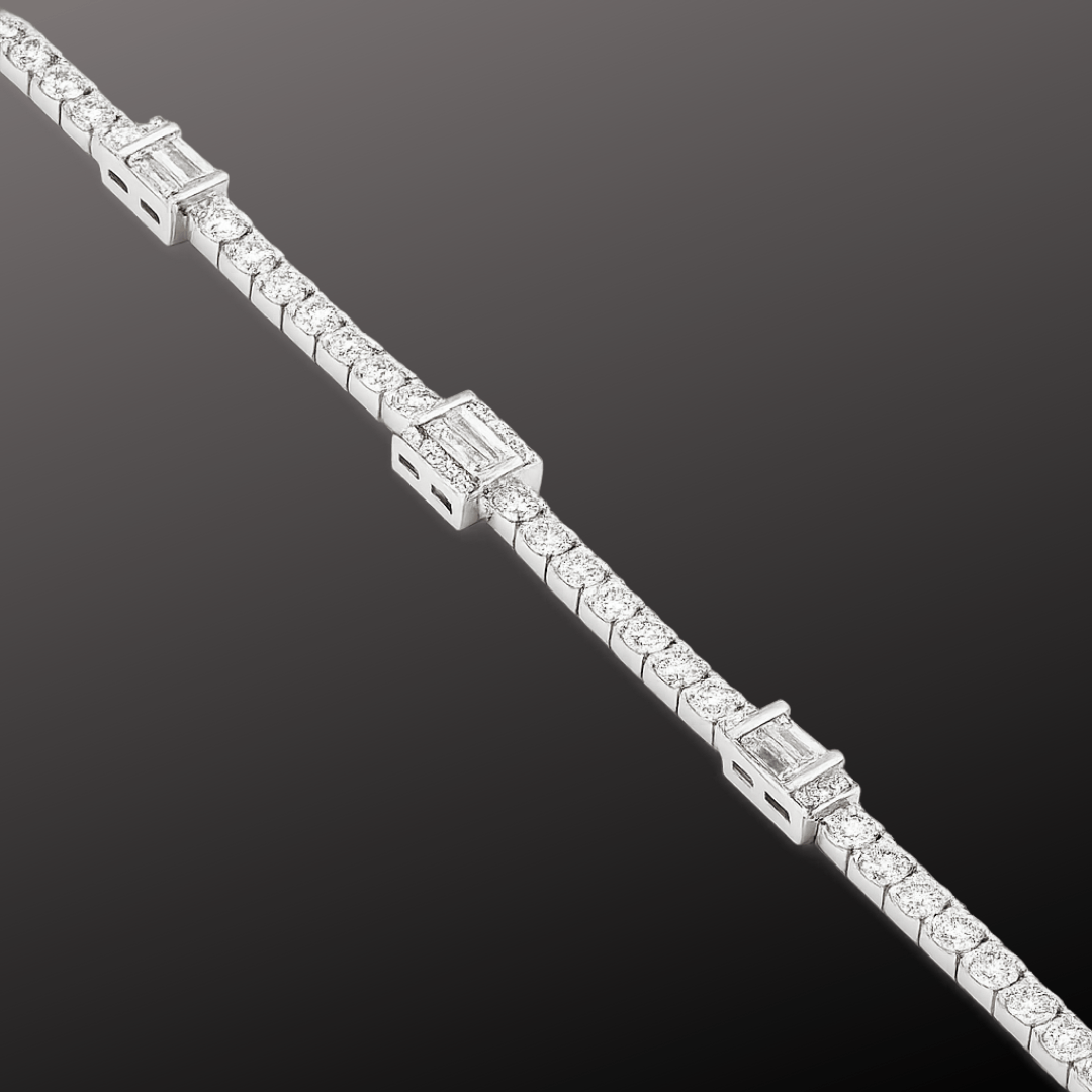 Baguette Accent Silver Bracelet