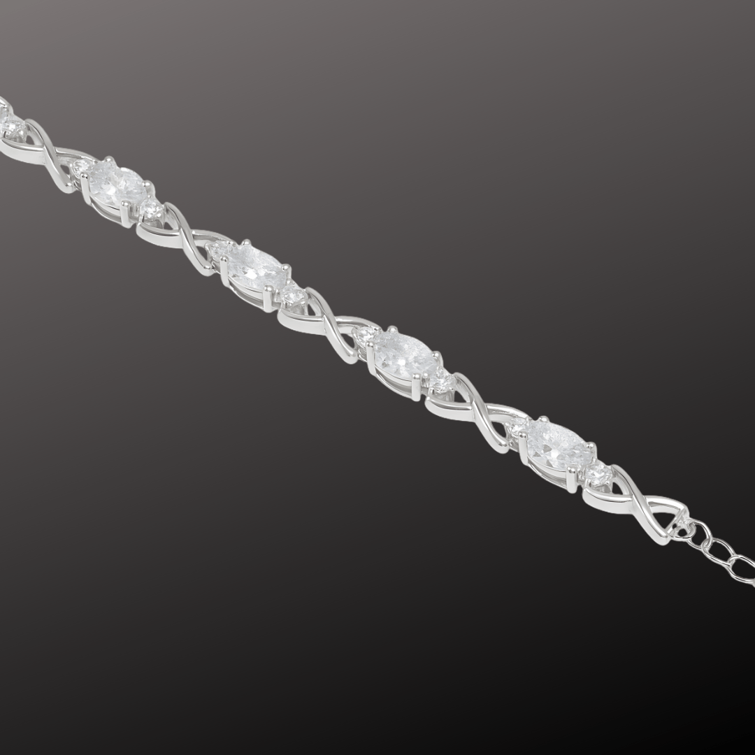 Twist Diamond Silver Bracelet