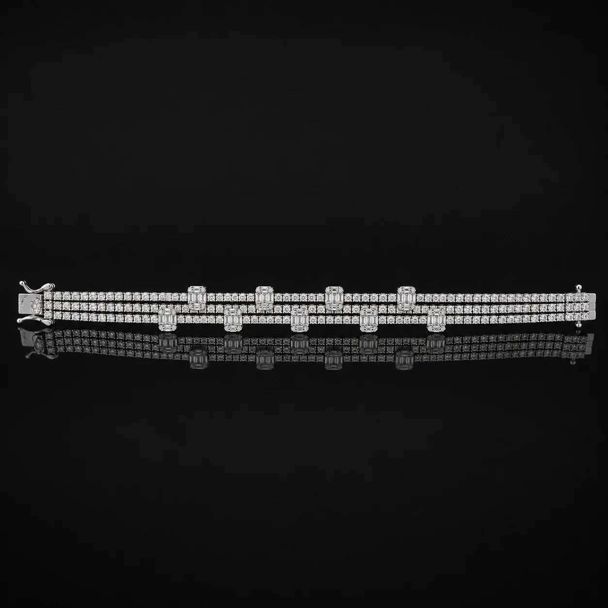 3-Row Silver Tennis Bracelet