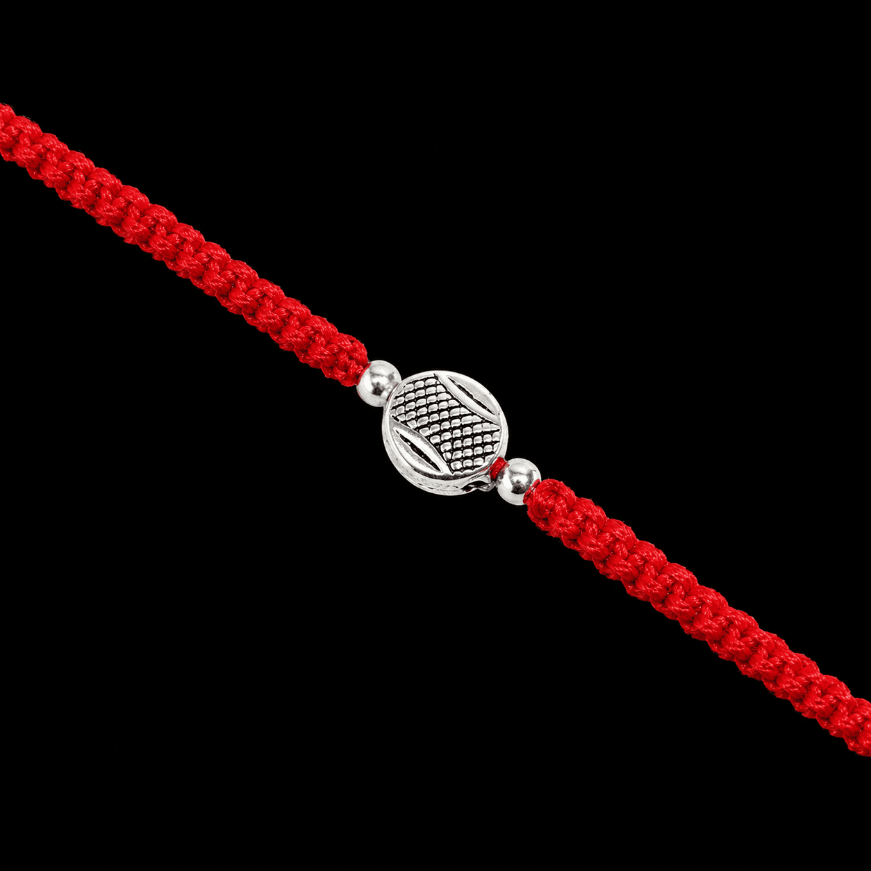 Silver Textured Disc Rakhi