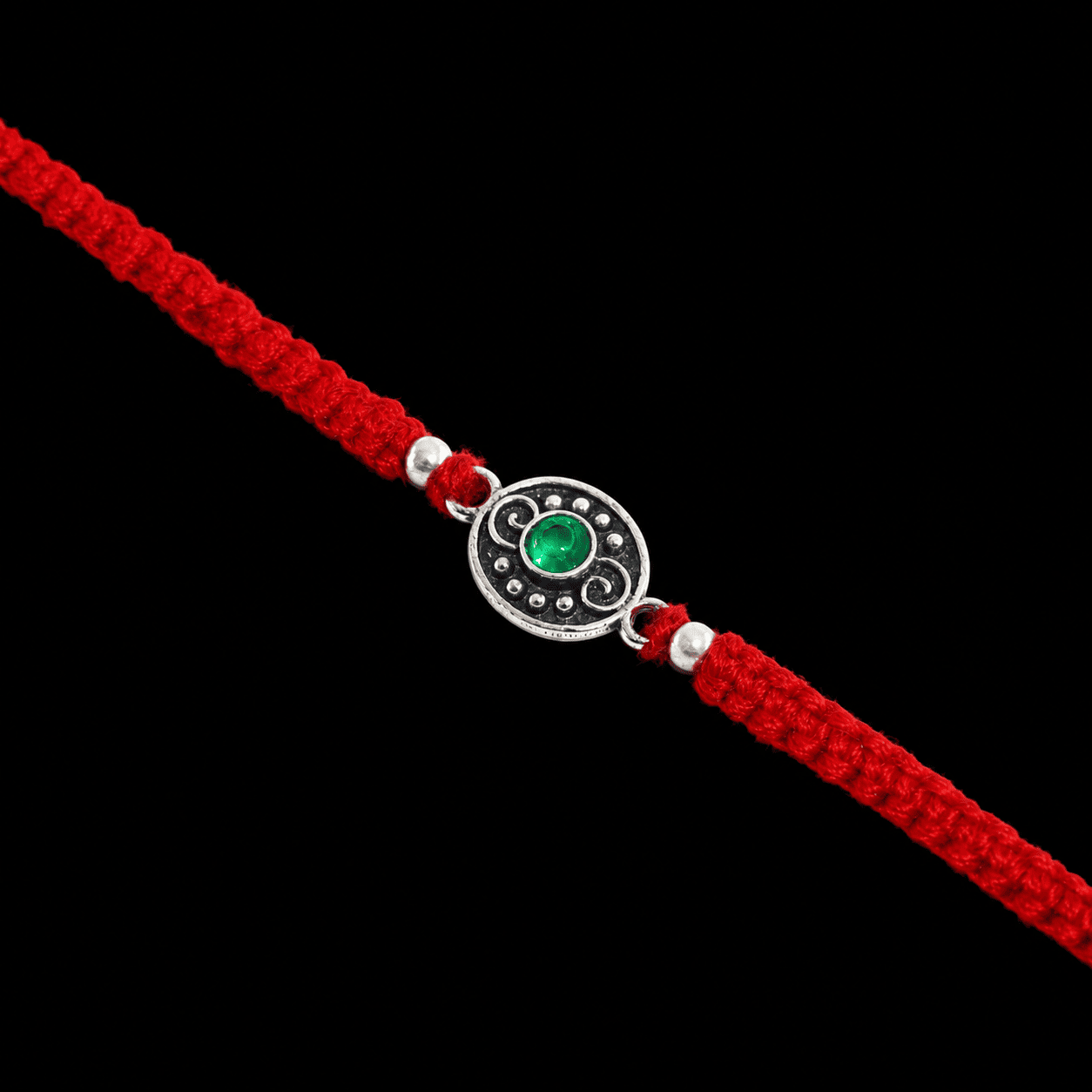 925 Silver Green Stone Rakhi