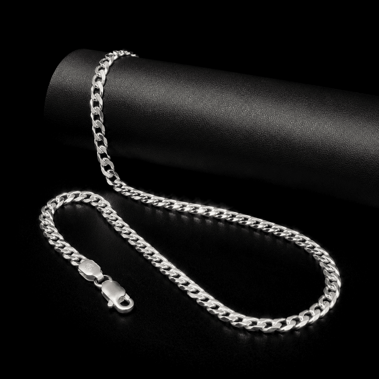 Polished Silver Curb Chain Men