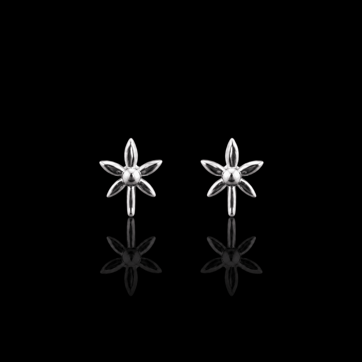 Silver Flower Stud Earrings