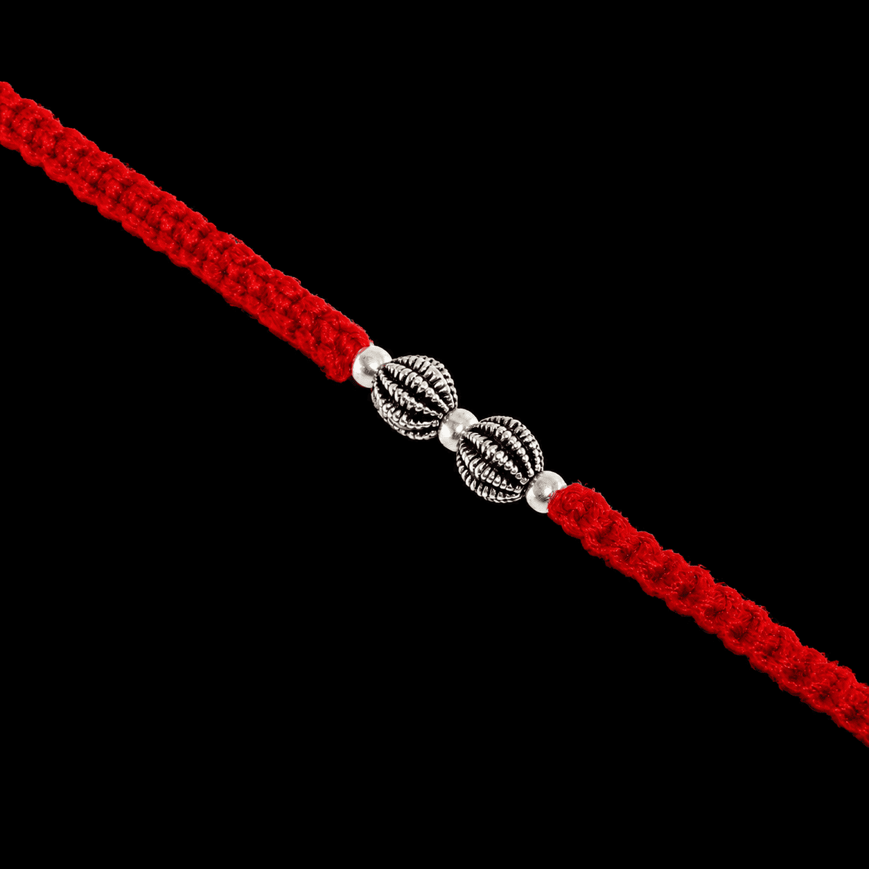 925 Silver Bead Rakhi Pair
