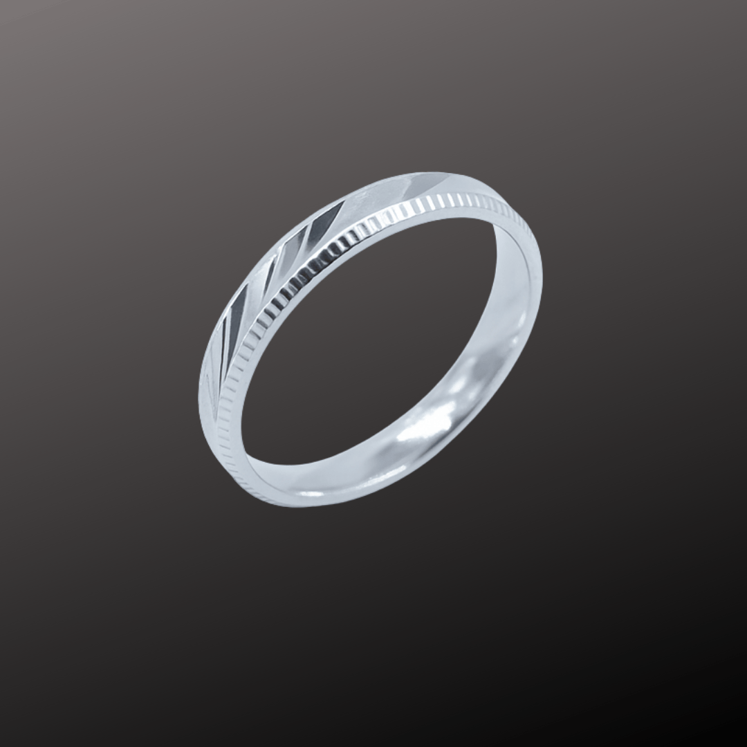 Modern Etched Detail Band Ring