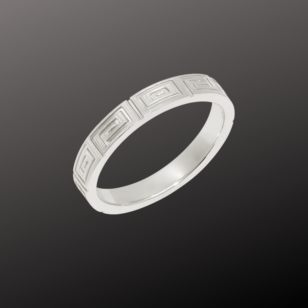 925 Silver Greek Key Band Ring