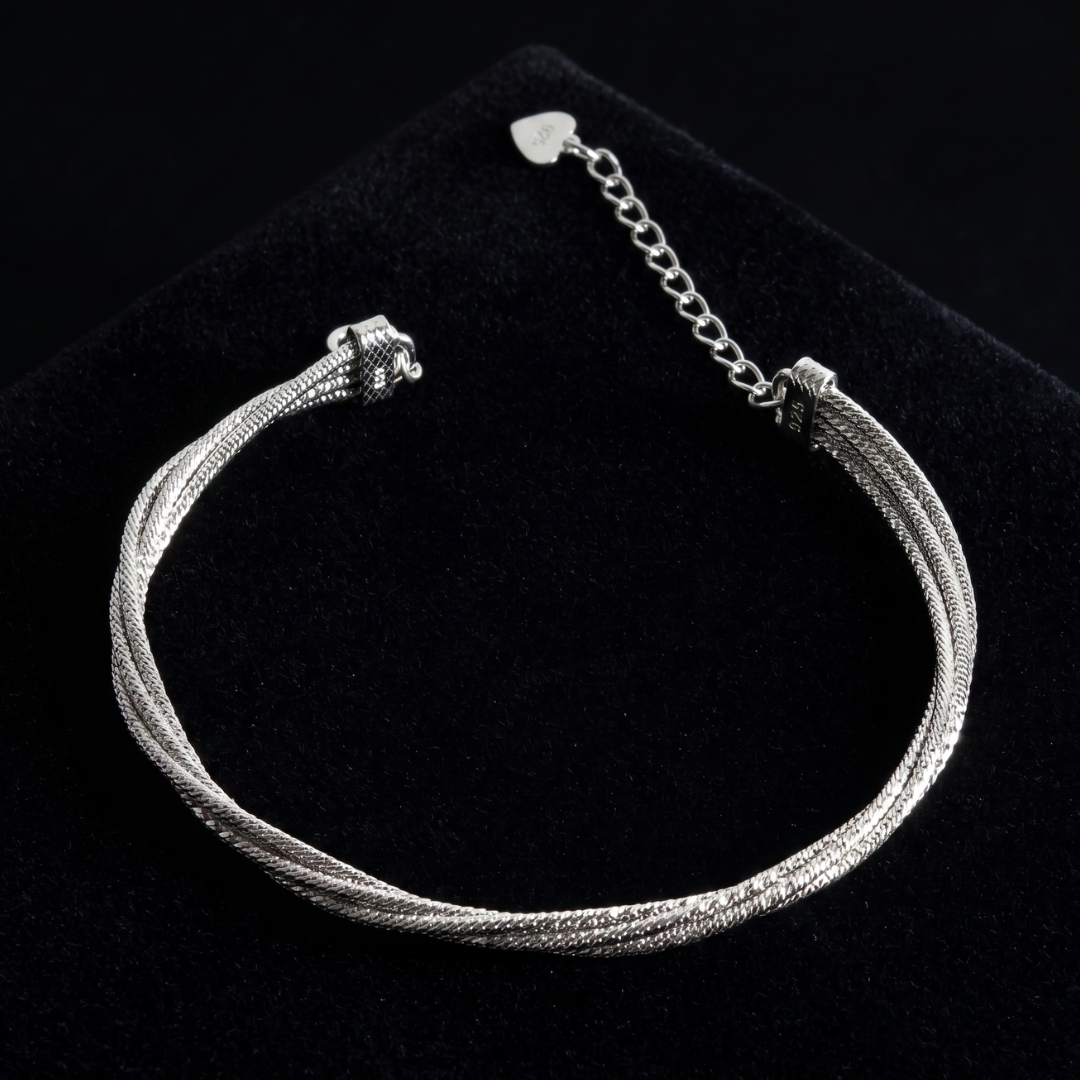 Silver Twisted Mesh Kada