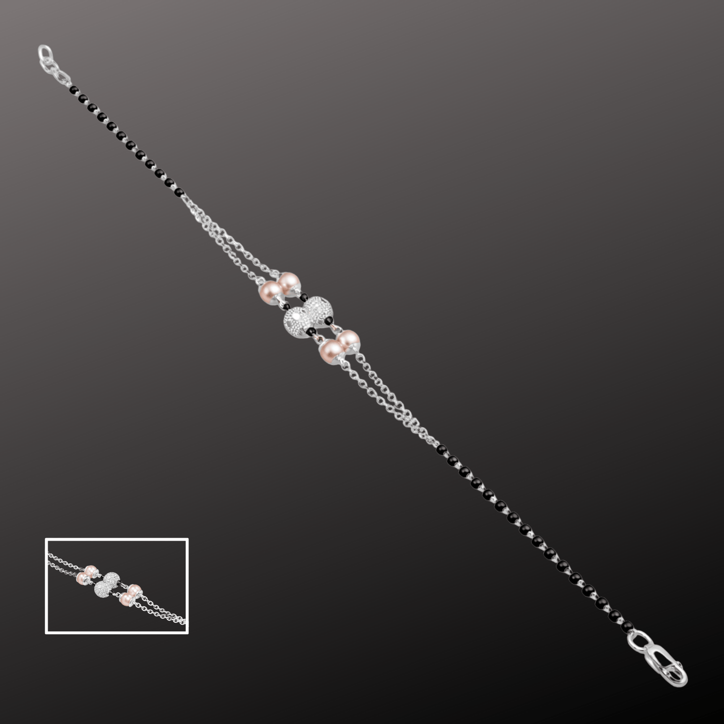 925 Silver Diamond & Pearl Nazariya Bracelet