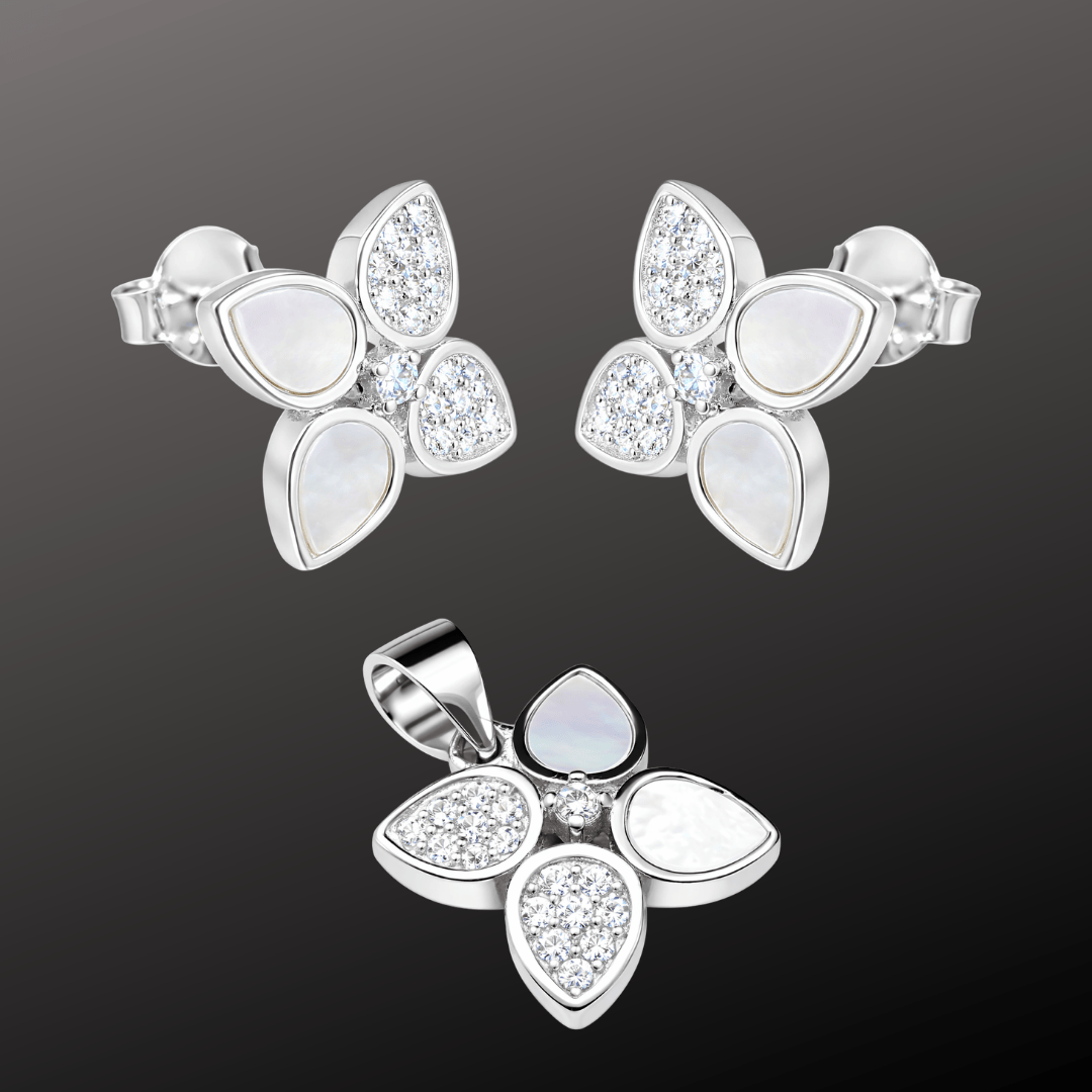 925 Silver Zircon Pendant & Earrings Set