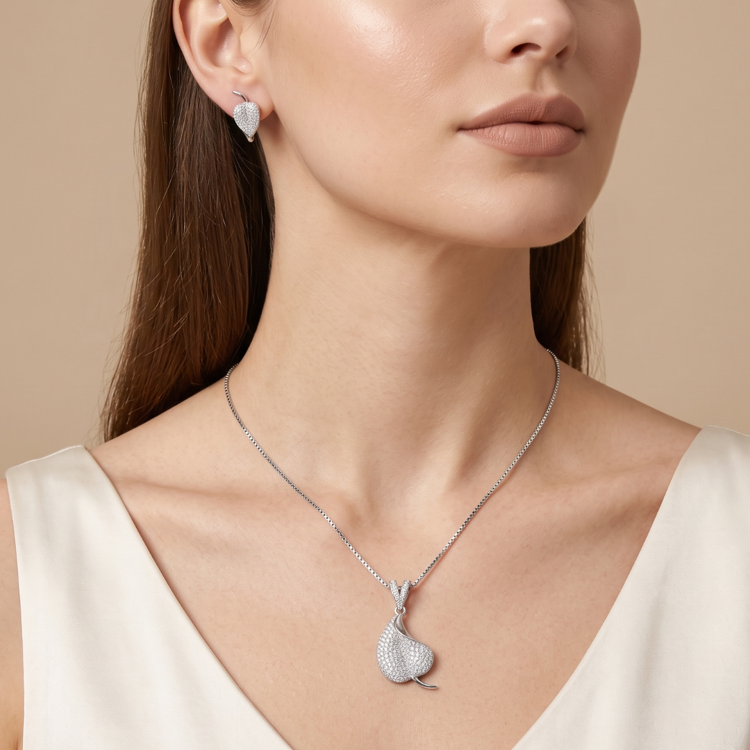 925 Silver Leaf Jewellery Set