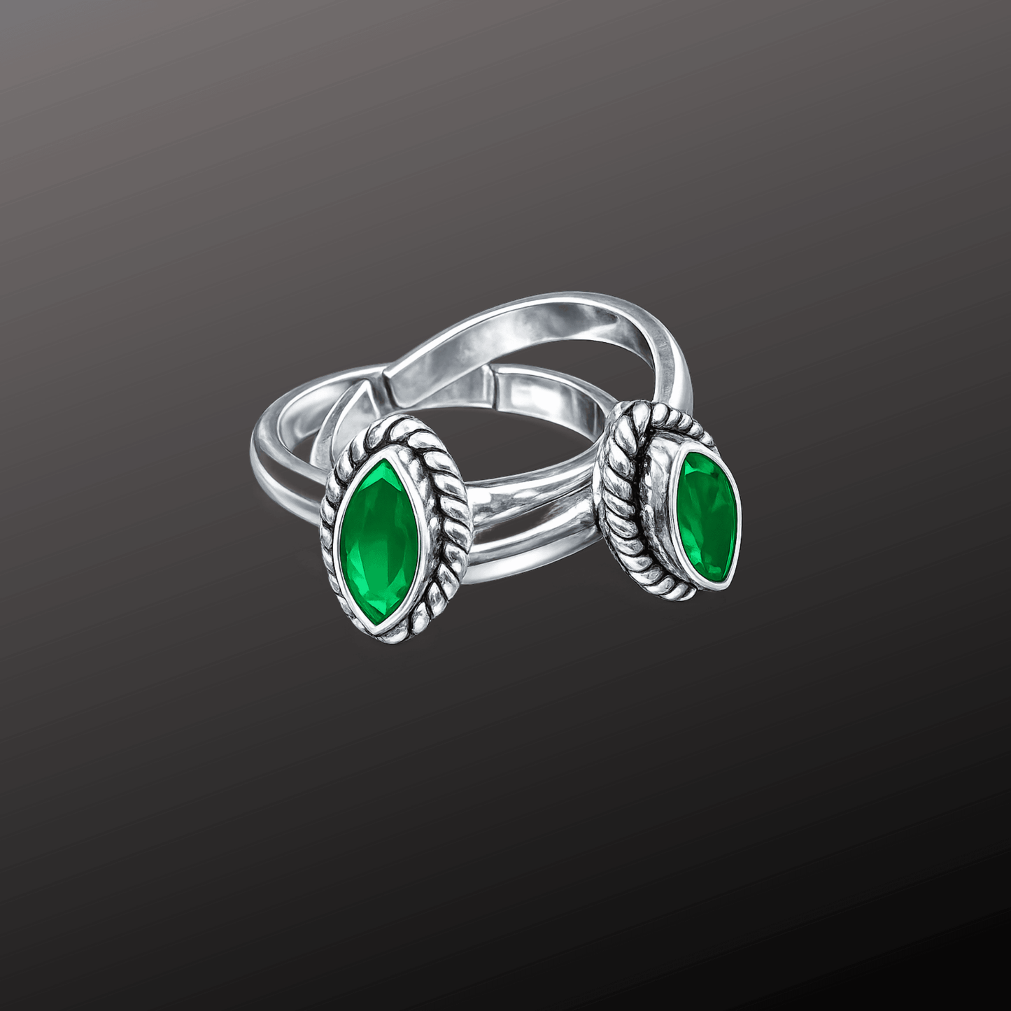 Leaf Shape adj. Silver Toe Rings