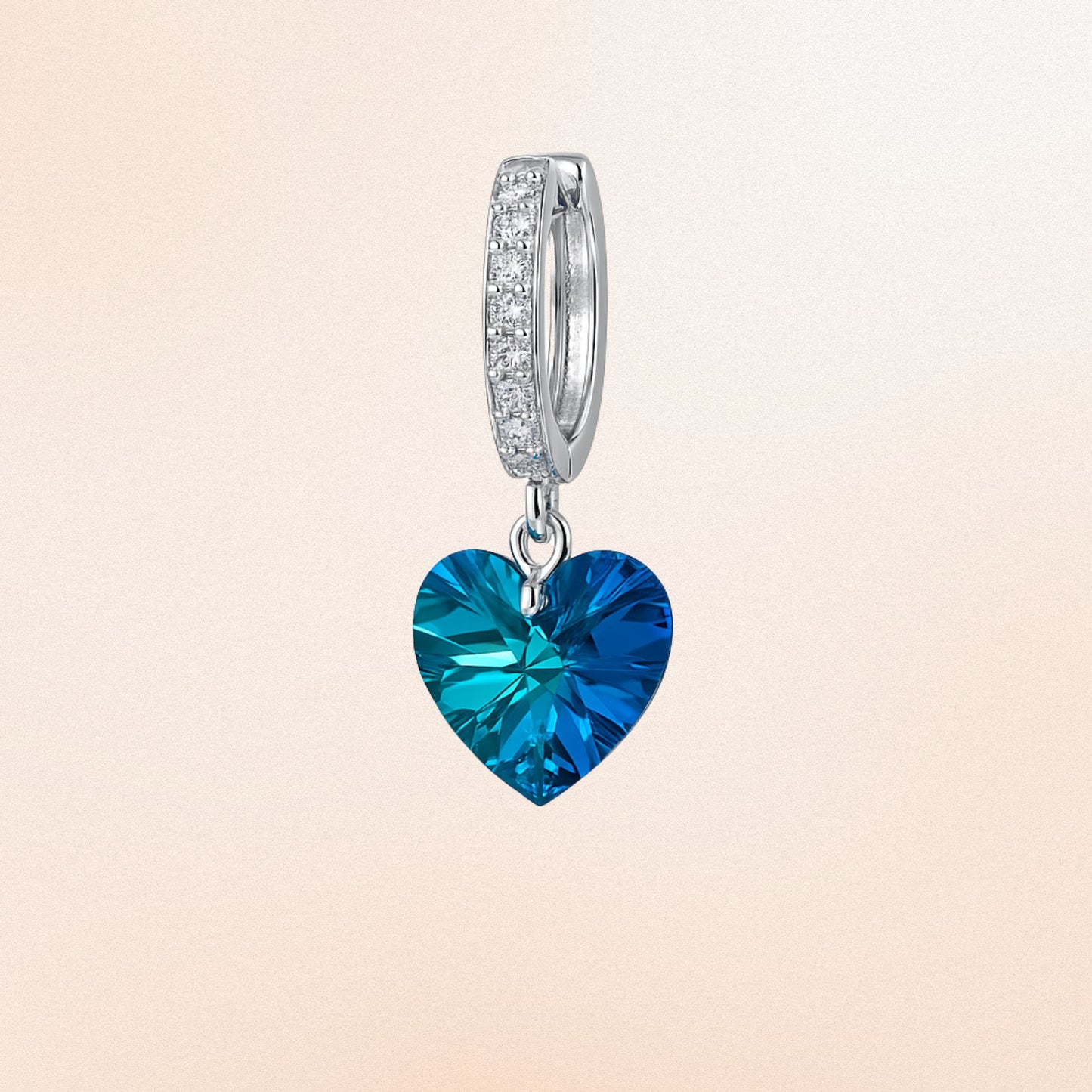925 Silver Blue Heart Earring