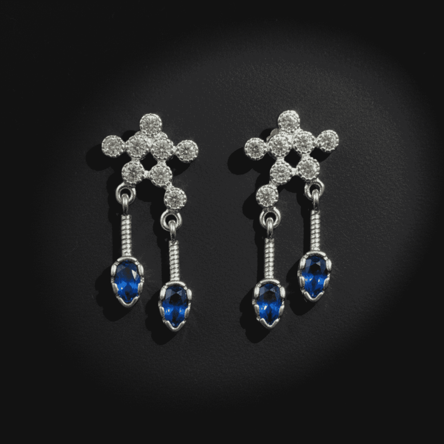 925 Silver Blue Stone Drop Dangle Earrings