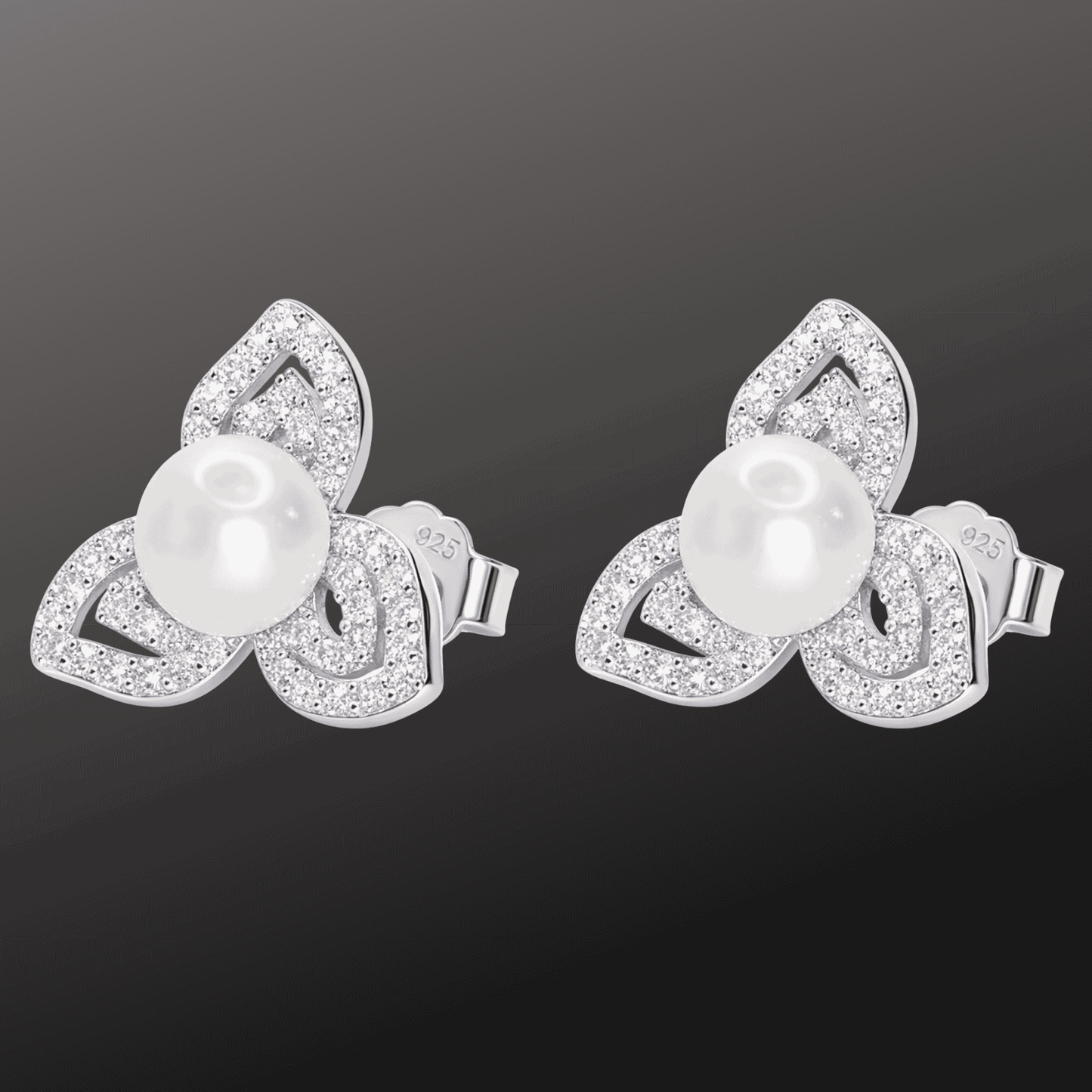 925 Silver Flower Pearl Earrings