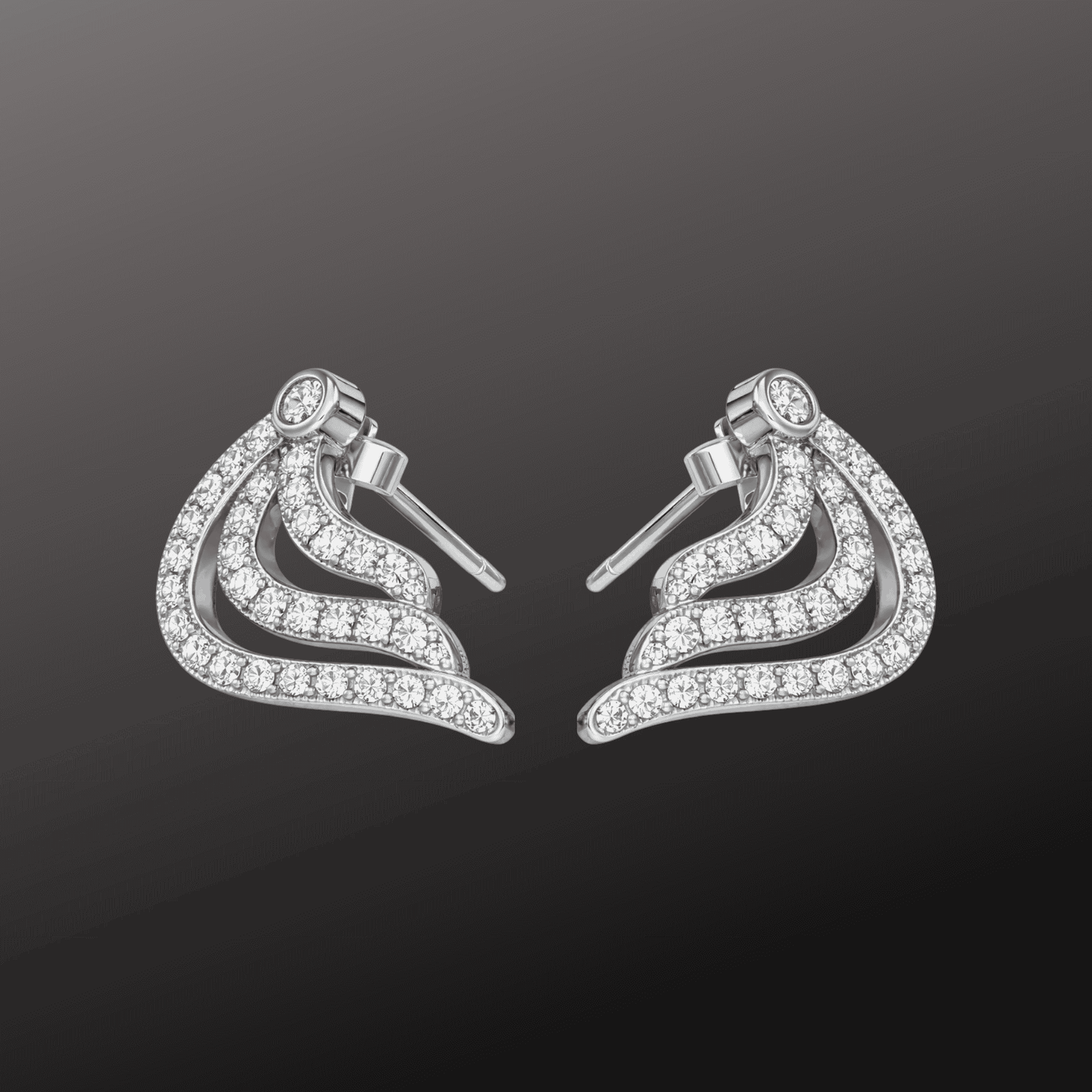 925 Sterling Silver Stylish CZ Diamond Stud Earrings