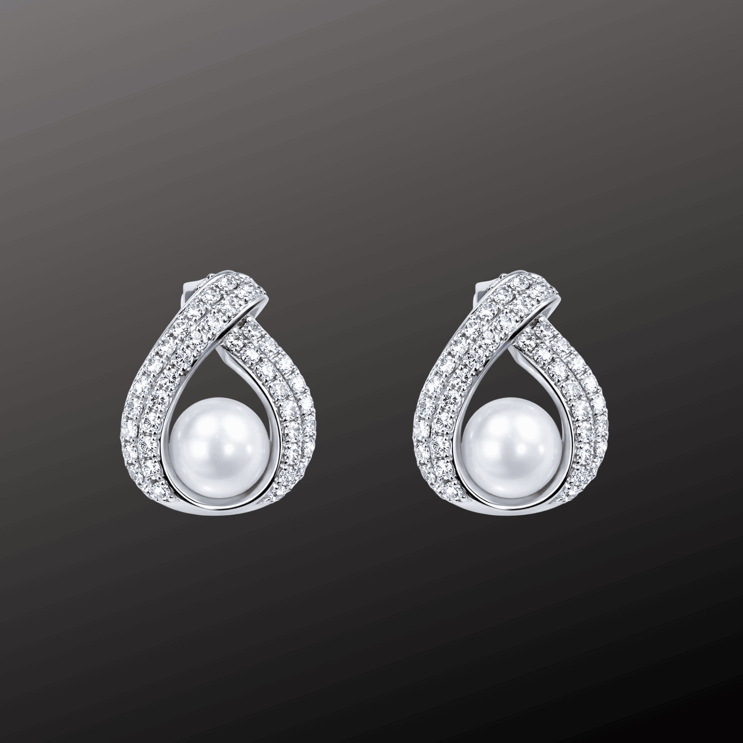Pearl Diamond Silver Earrings