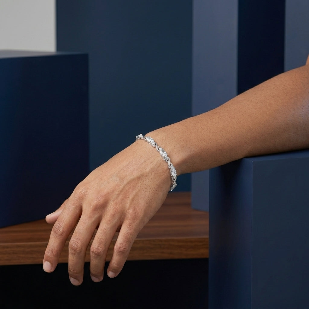 925 Silver Twisted CZ Diamond Bracelet