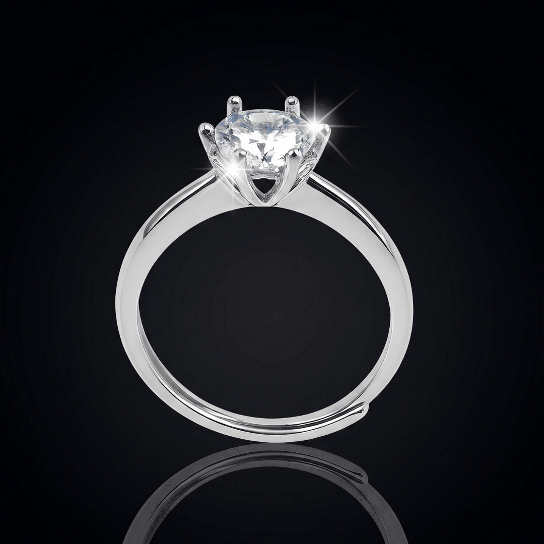 925 Silver Adjustable Aura CZ Diamond Ring