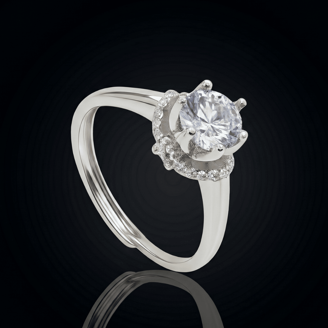 925 Silver Adjustable Solitaire CZ Ring