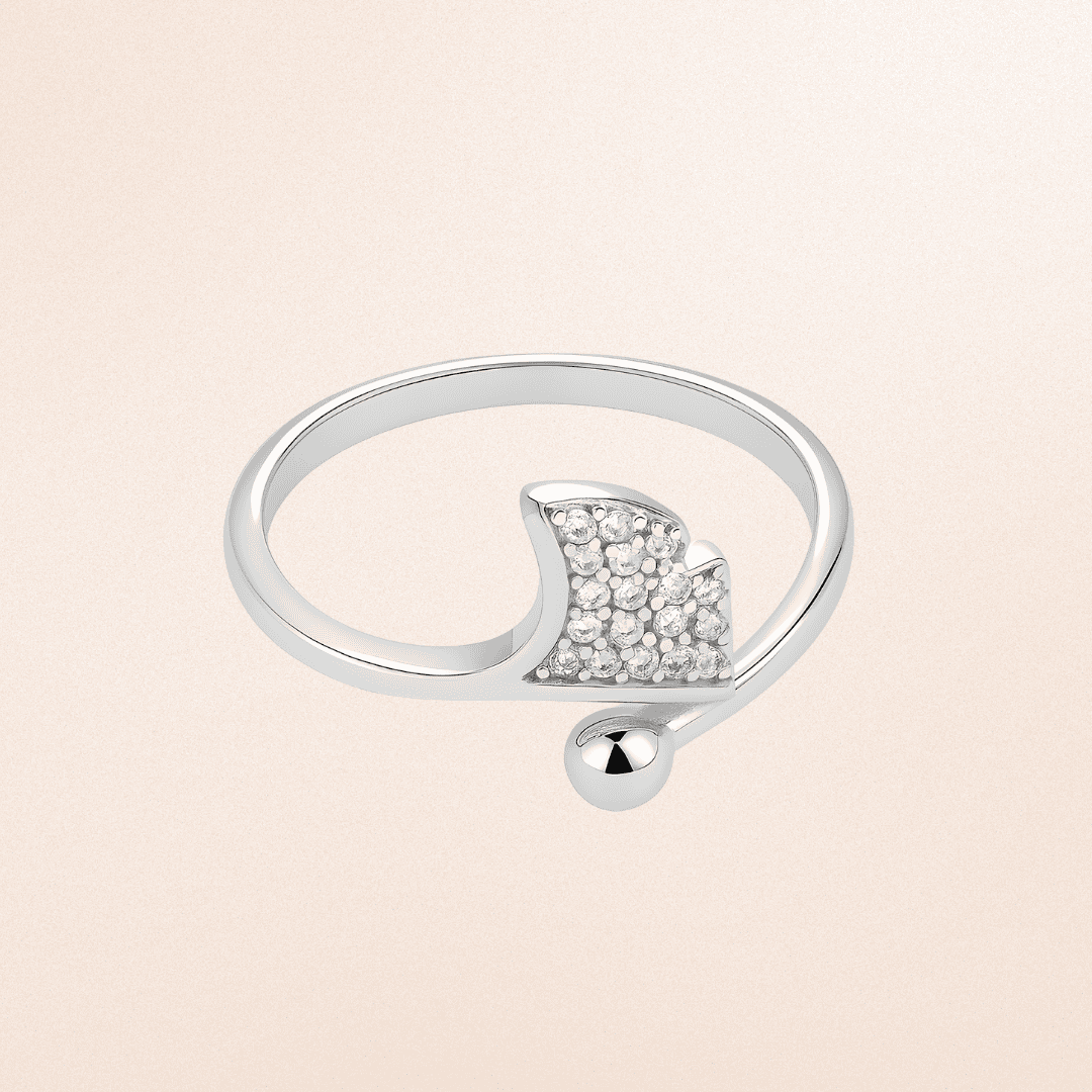 Silver CZ Modern Wave Ring