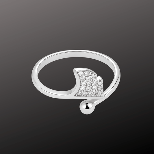 Silver CZ Modern Wave Ring