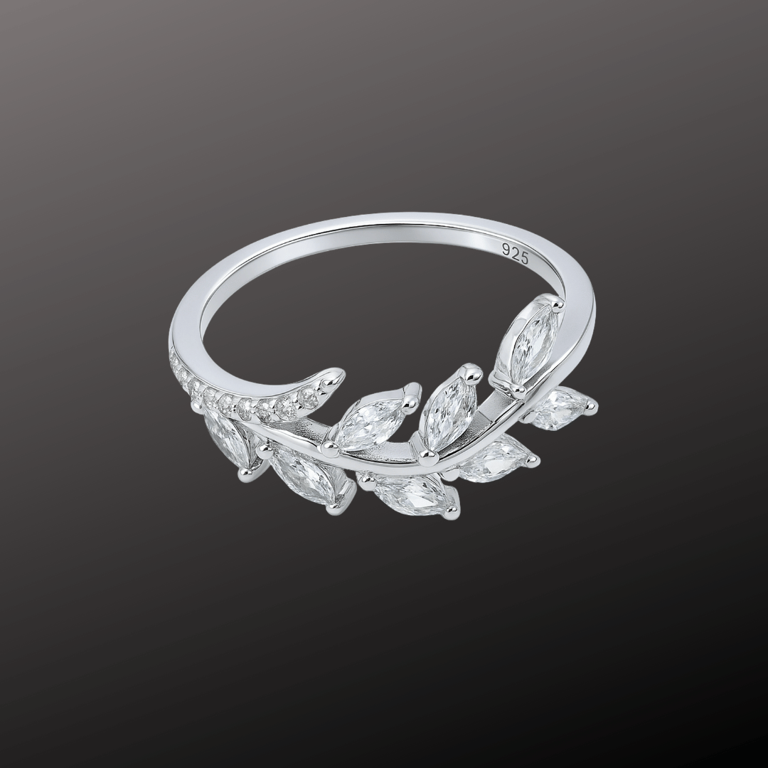 Silver Marquise Leaf Branch Ring