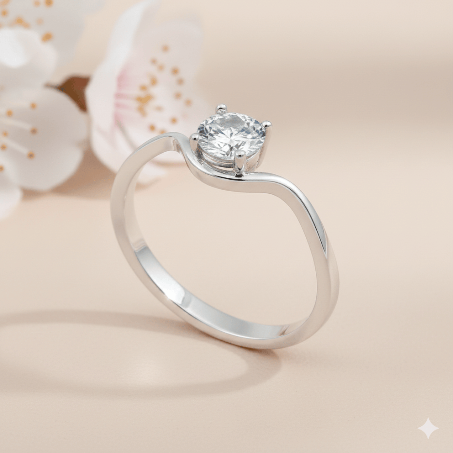 925 Sterling Silver Wave CZ Diamond Ring