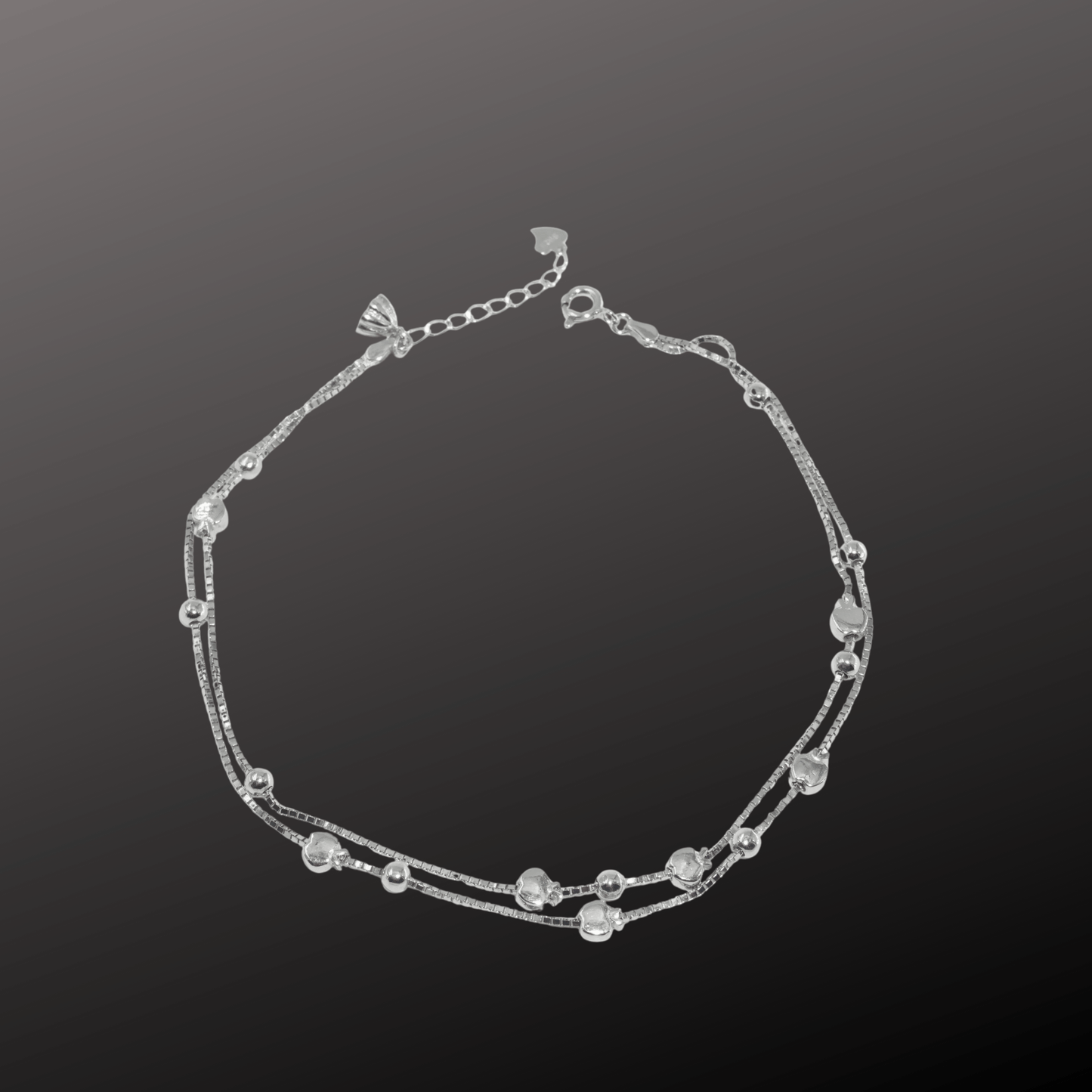 925 Silver Apple Bead Anklet