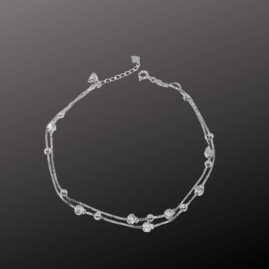 925 Silver Apple Bead Anklet