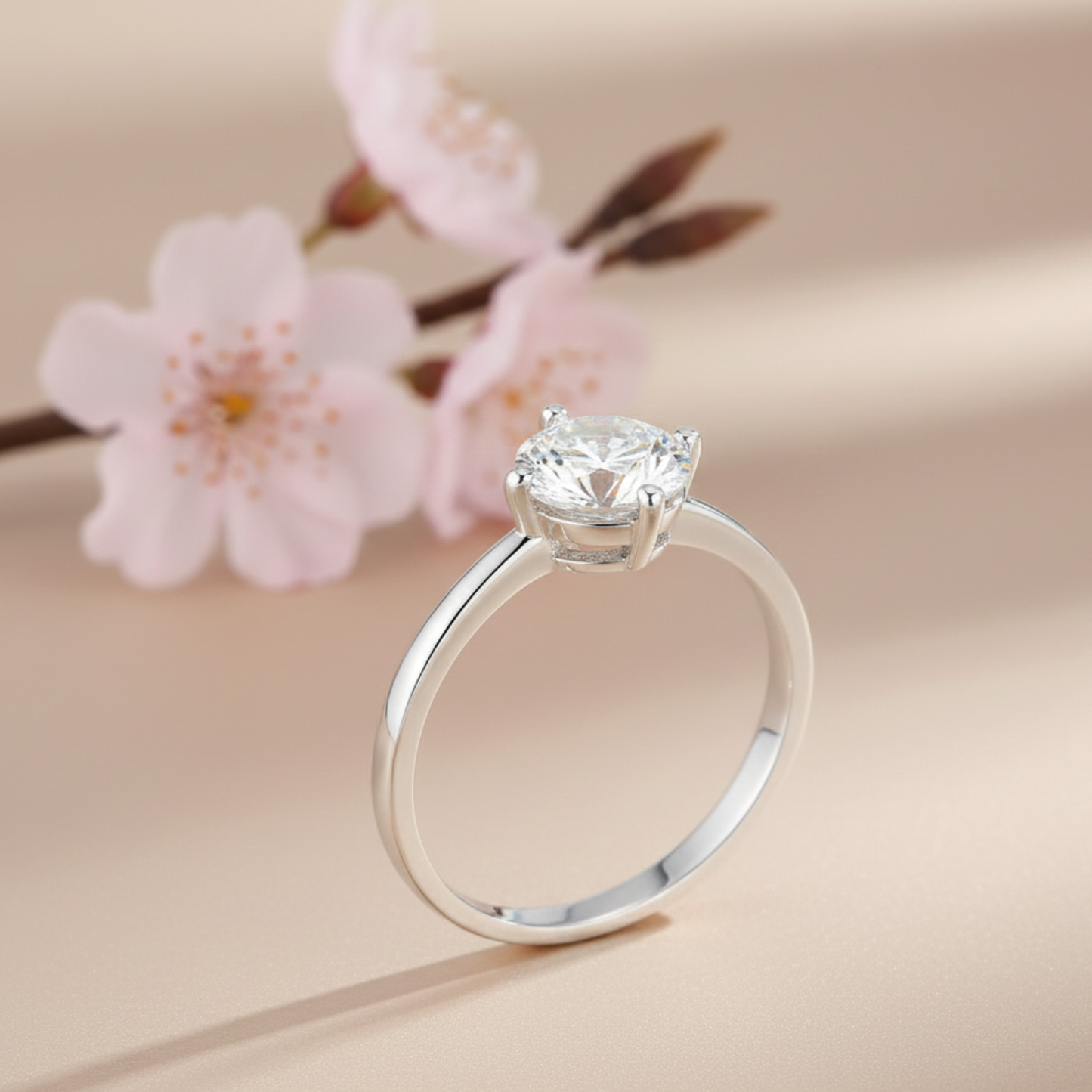 Simple 925 Silver Diamond Ring