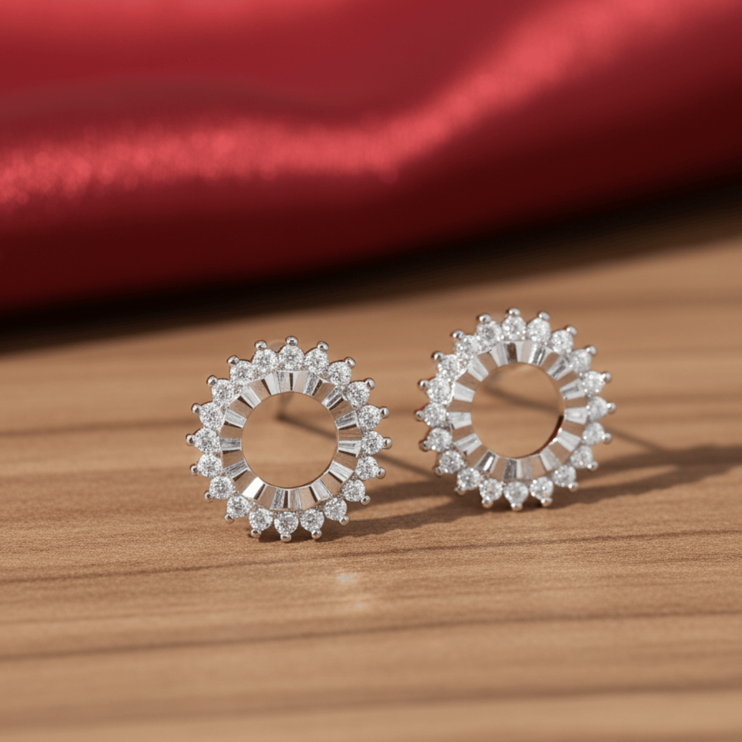 Round Halo 925 Silver Earrings