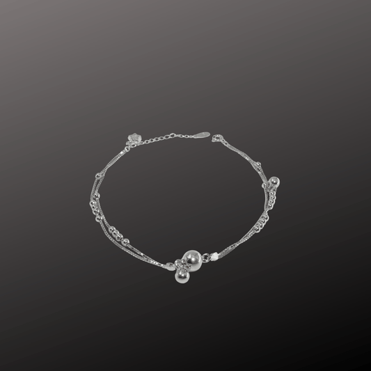 925 Silver Double Bead Anklet