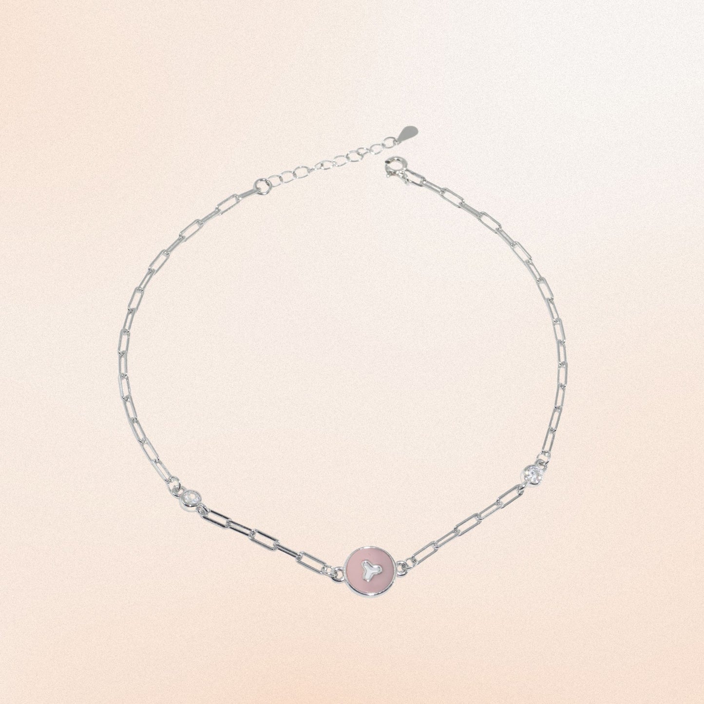 Pink Charm 925 Silver Anklet