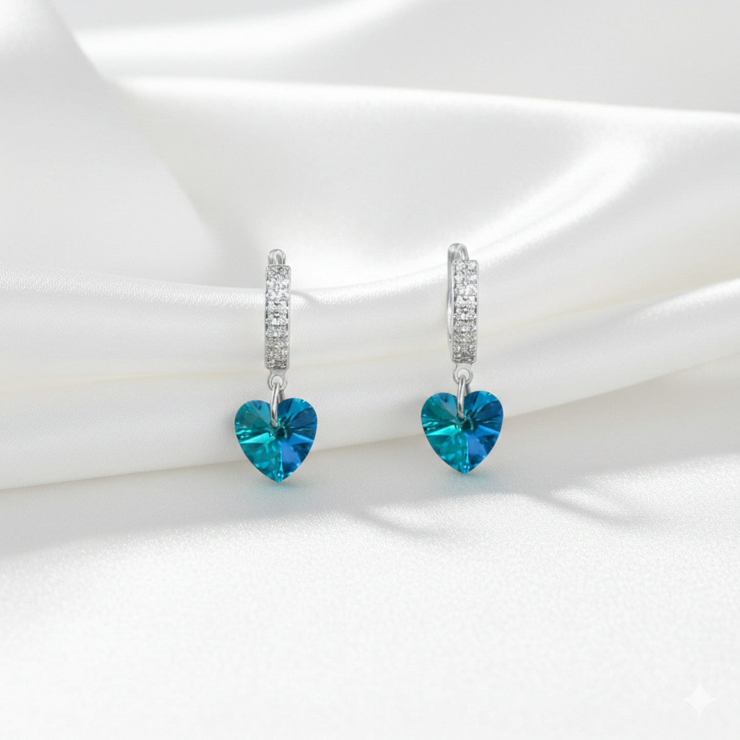 925 Silver Blue Heart Earring