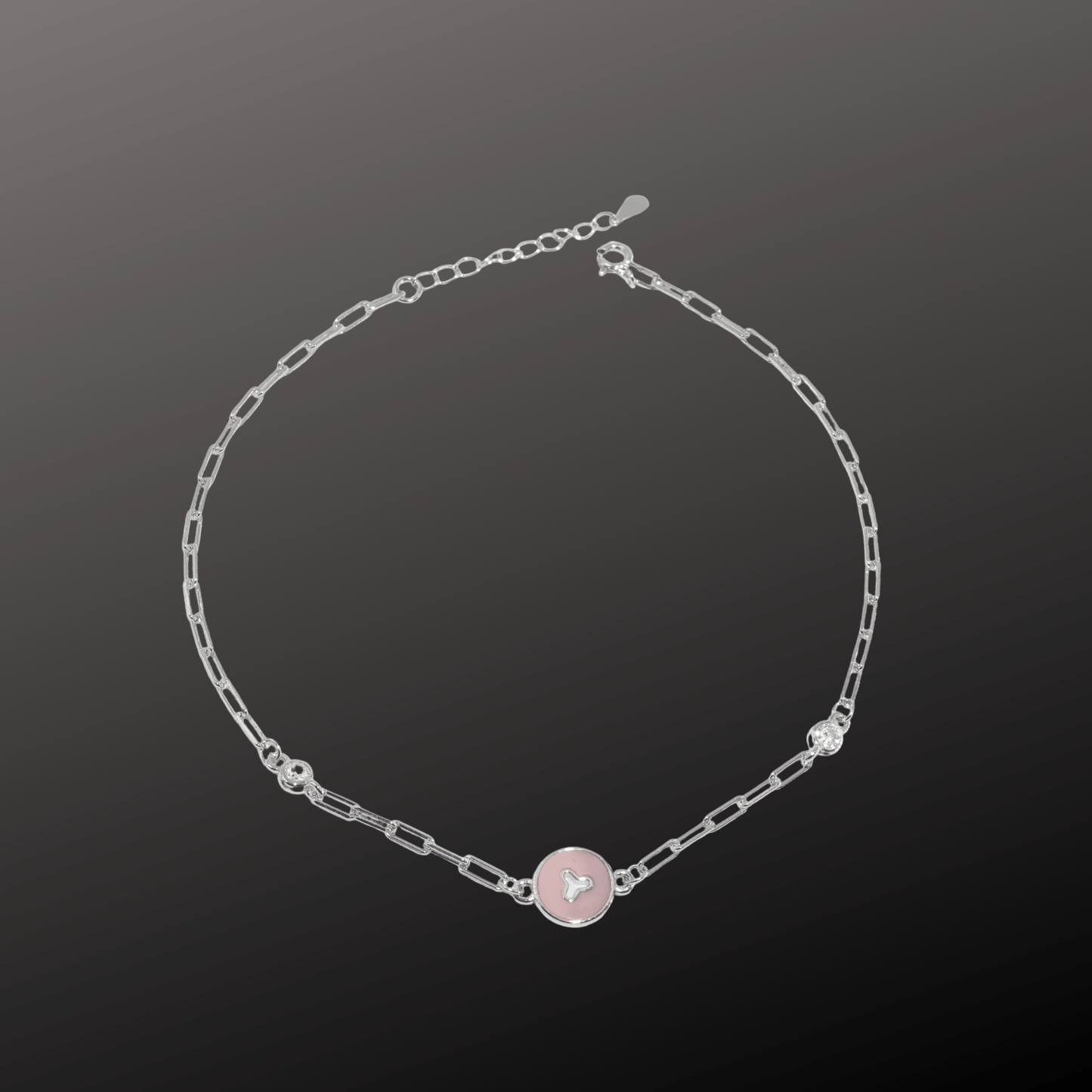 Pink Charm 925 Silver Anklet